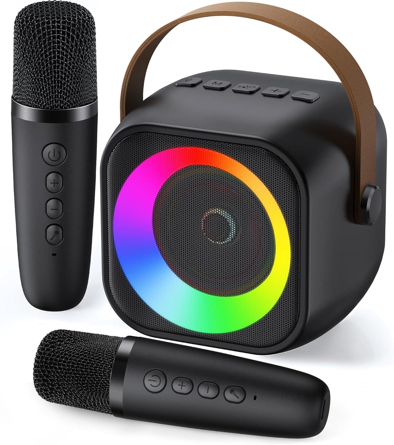 Karaoke Machine for Kids Adults with Bluetooth, Party Lights, 2 Wireless Mic Karaoke Speaker, Birthday Gifts for Boys Girls Fami