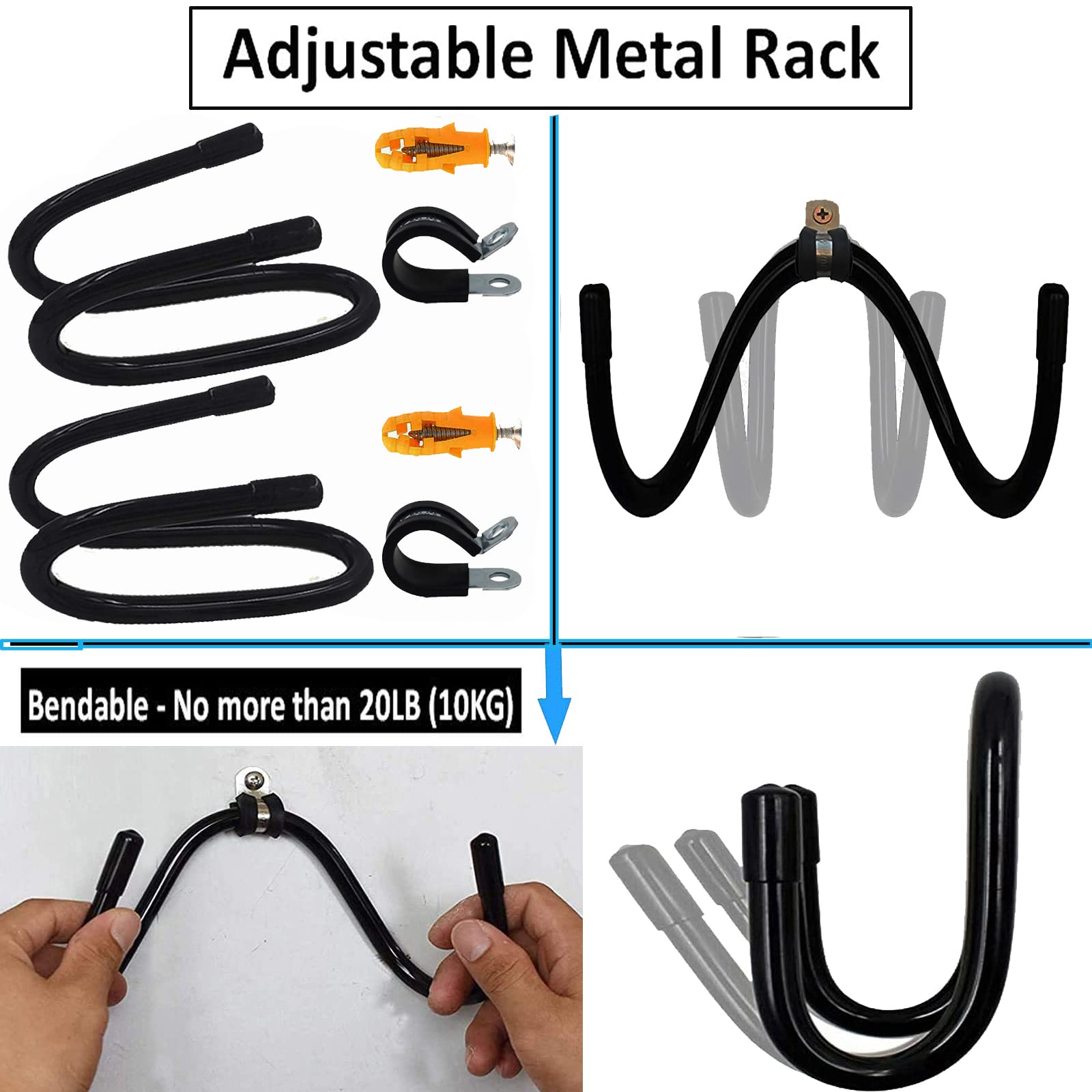 Pmsanzay Horizontal Guitar Wall Mount Hanger, 2 Pack Guitar Hanger Wall Hook Holder Stand Storage Display Rack with Screws for A