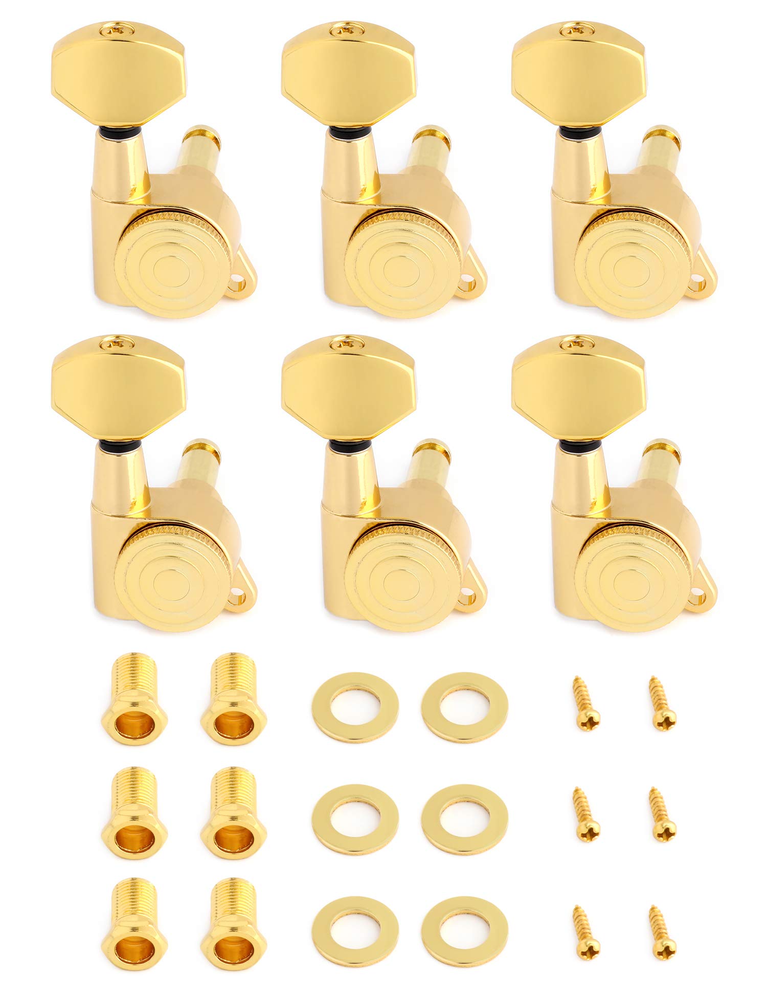 Metallor Locking Guitar String Tuning Pegs 1:18 Gear Ratio Machines Heads Tuners Tuning Keys 6 In Line for Right Handed ST TL LP