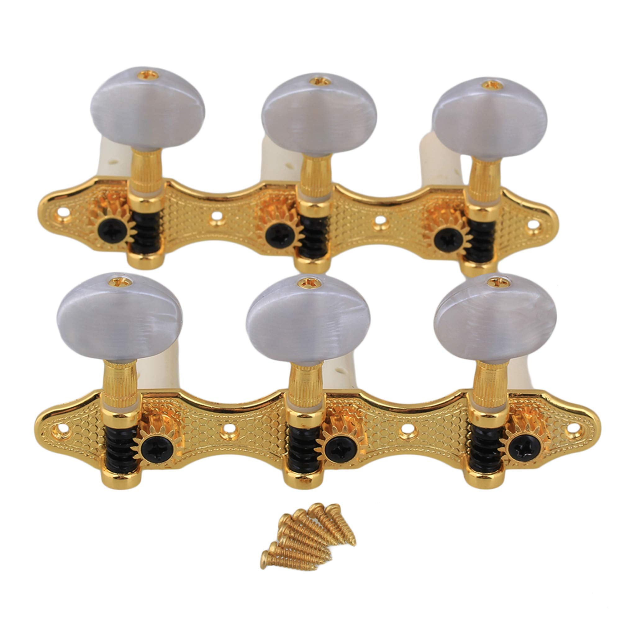 Yibuy Golden Classical Guitar Tuning Pegs Machine Heads Guitar Tuners W/ 8Pcs Screws