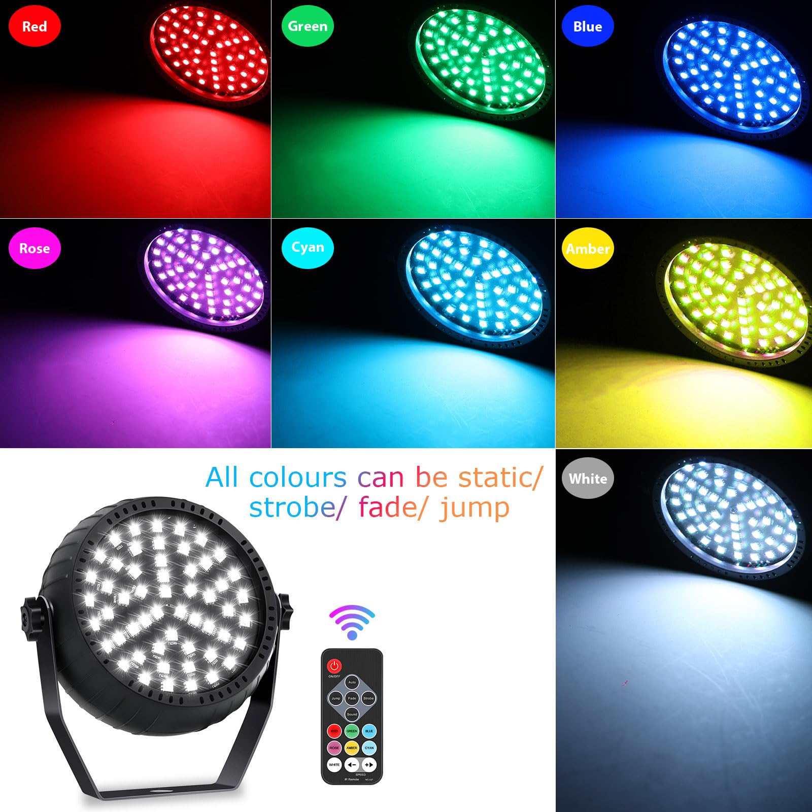 Telbum Battery Powered Strobe Light Halloween, Rechargeable Party Strobe Lights Remote Control & Sound Activated RGB 10W Wireles