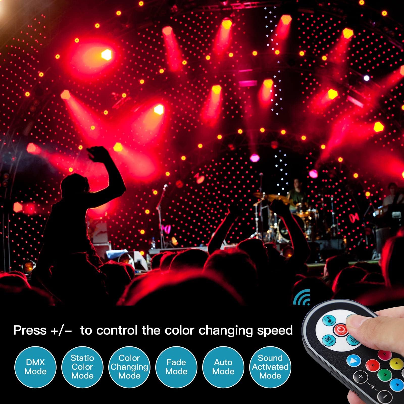 UKing Stage Lights, 36 RGB LED Par Lights, DJ Lights Stage Lighting Indoor for Christmas Halloween Music Party Disco Wedding, R