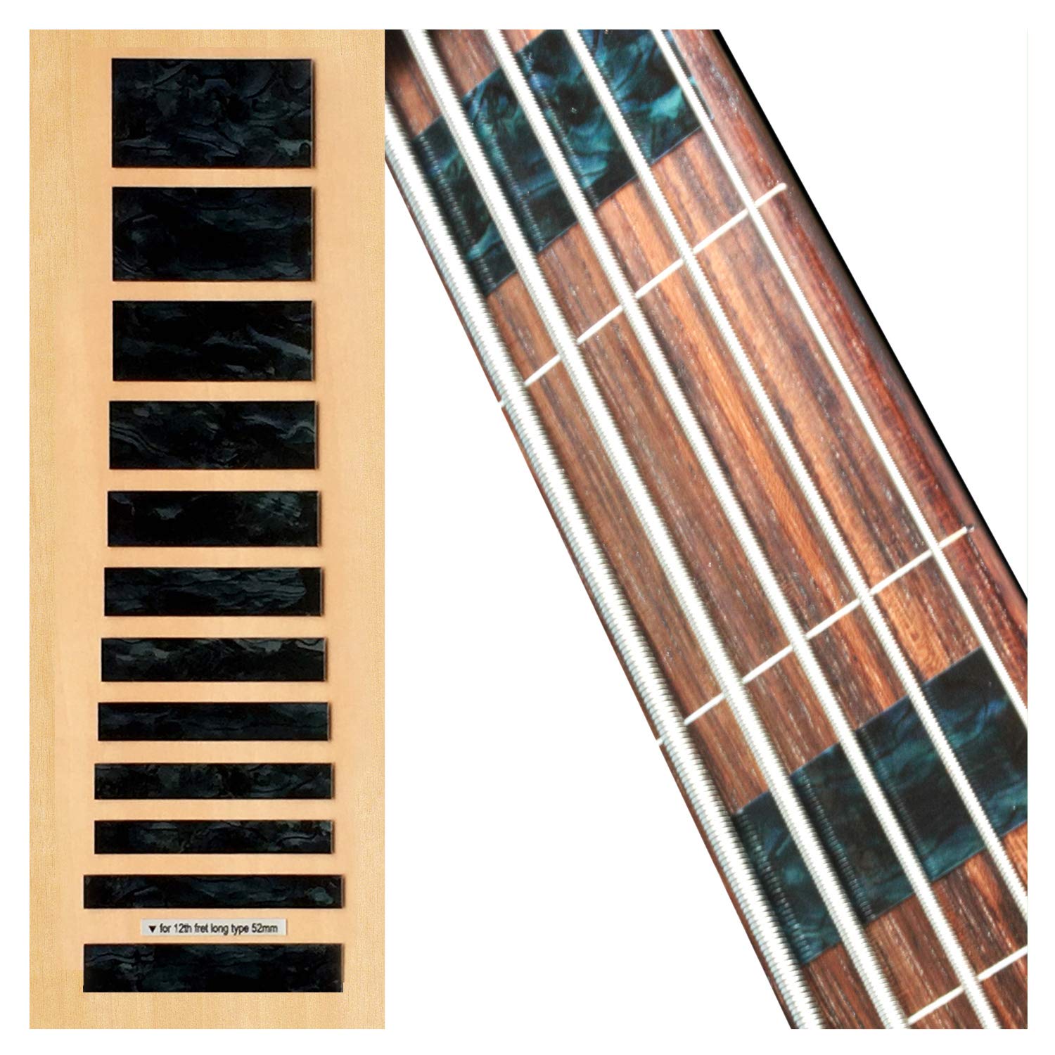 Jockomo Jazz Bass Block (Black Pearl) 5 String Base Inlay Sticker