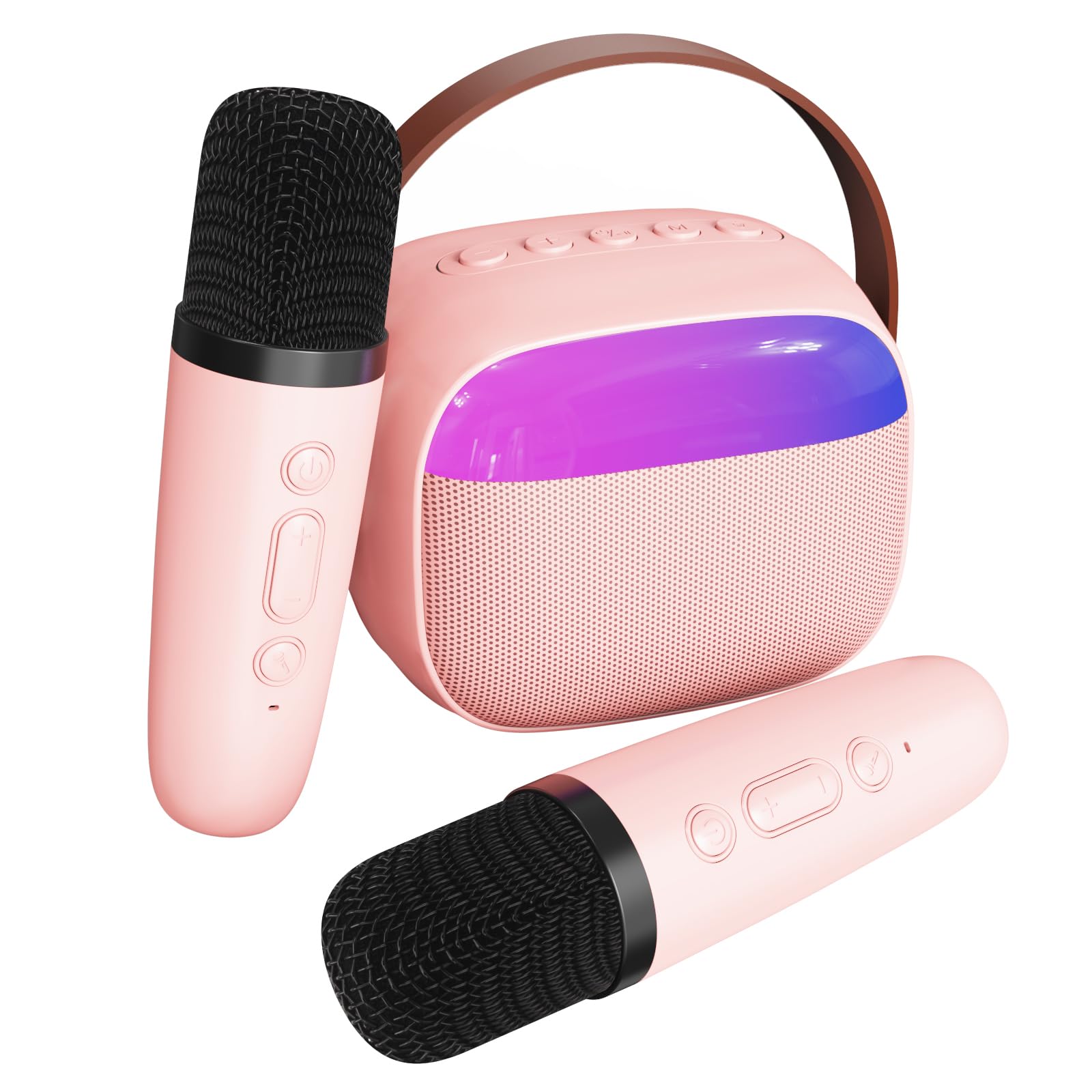 Mini Karaoke Machine with 2 Wireless Microphones, TOP Kids Portable Karaoke Machine for 3, 4, 5, 6, 7, 8, 9,10,11,12+Years Old, 