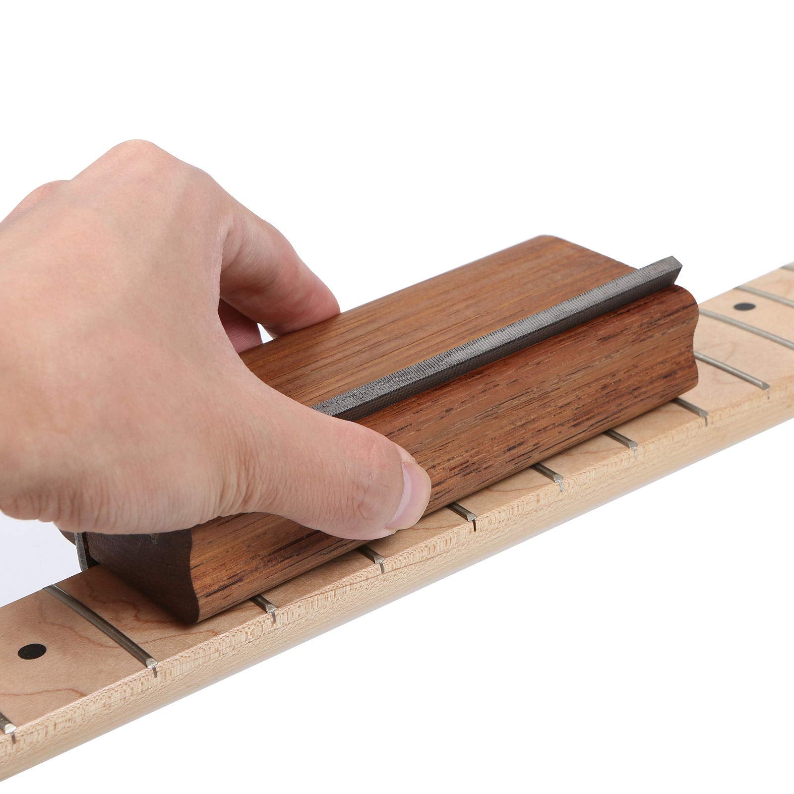 TAOZUA Guitar Fret Beveling File for Fret End Dressing, Hard Merbau Made Guitar Fret Crowning End Bevel File 35/90 Degree Luthie