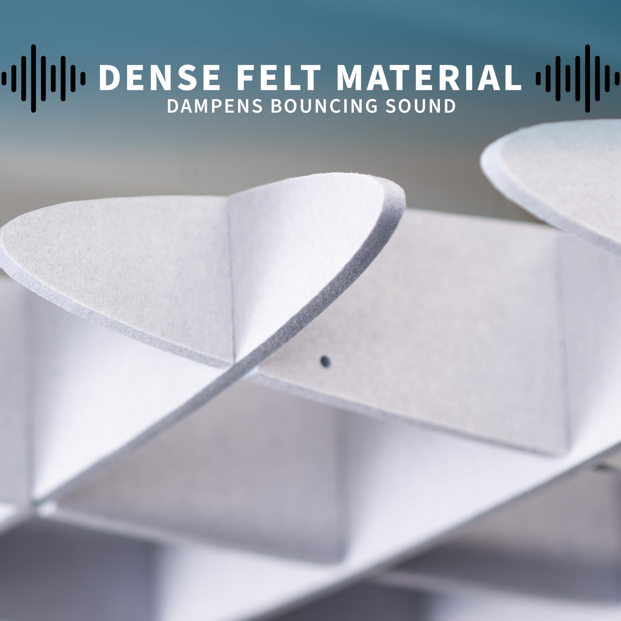 VIVO Acoustic Ceiling Waffle Panel, Hexagonal Hanging Sound Absorber, Modern Noise Reduction Chandelier, Light Gray, PP-CW01G