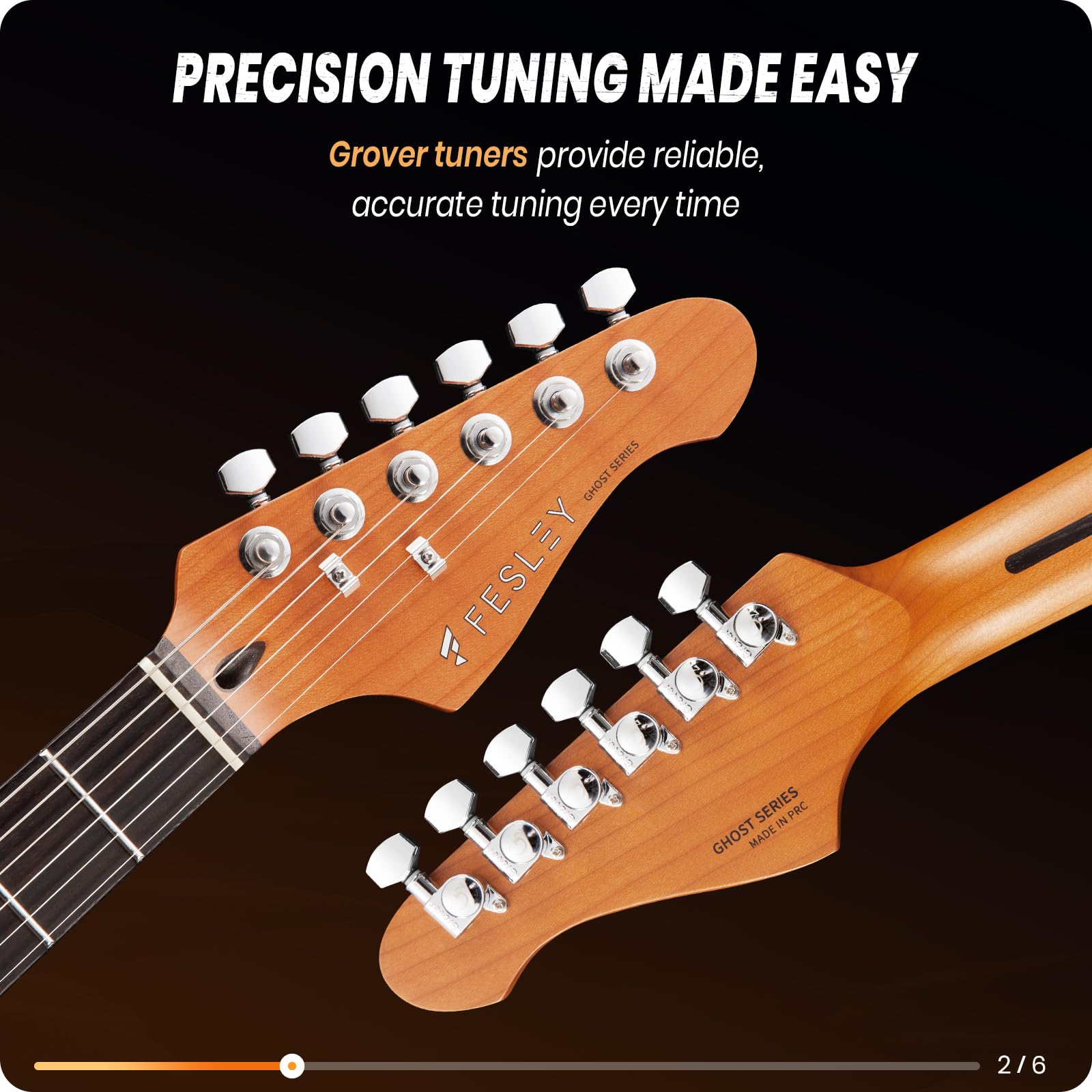 Fesley 39'' Electric Guitar:Solid Body Electric Guitars for Intermediate &Pro Players with Wilkinson Pickups,Grover Tuners,6 Str