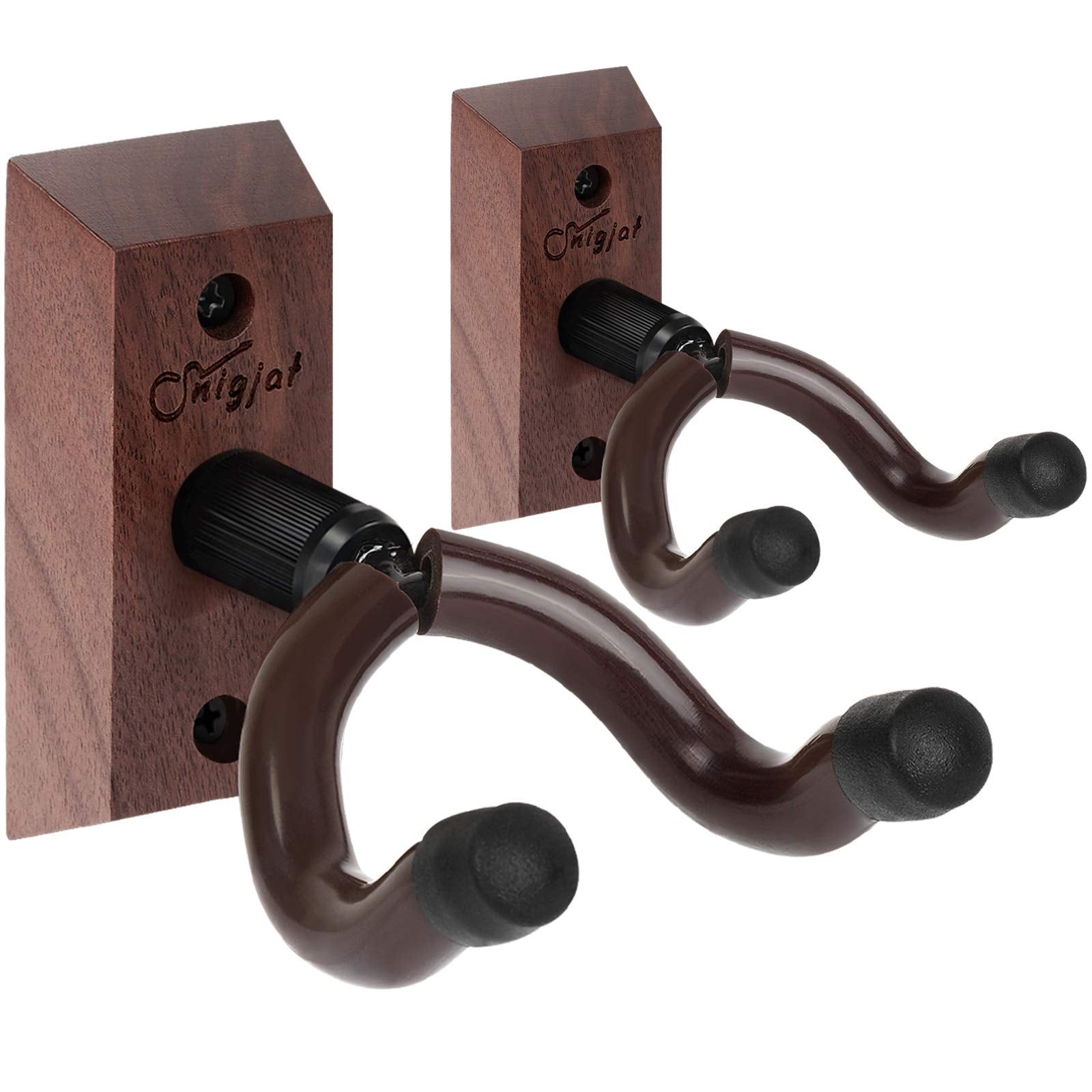 Snigjat Guitar Wall Hanger, 2 Pack Guitar Wall Mount, Guitar Hanger Wall Hook Holder Stand With Screws, Hardwood Guitar Wall Mou