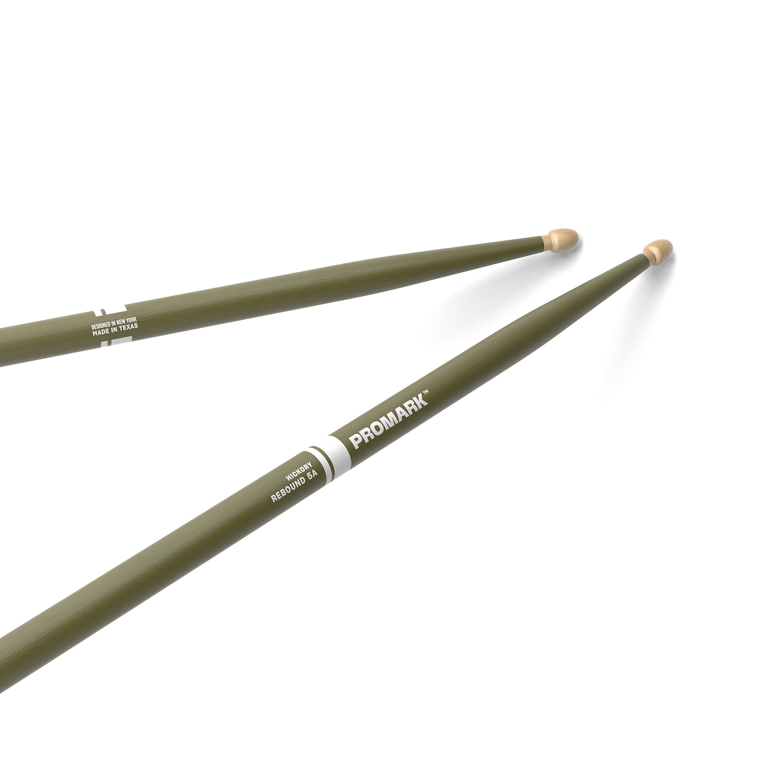 ProMark Rebound 5A Painted Green Hickory Drumsticks, Acorn Wood Tip, One Pair