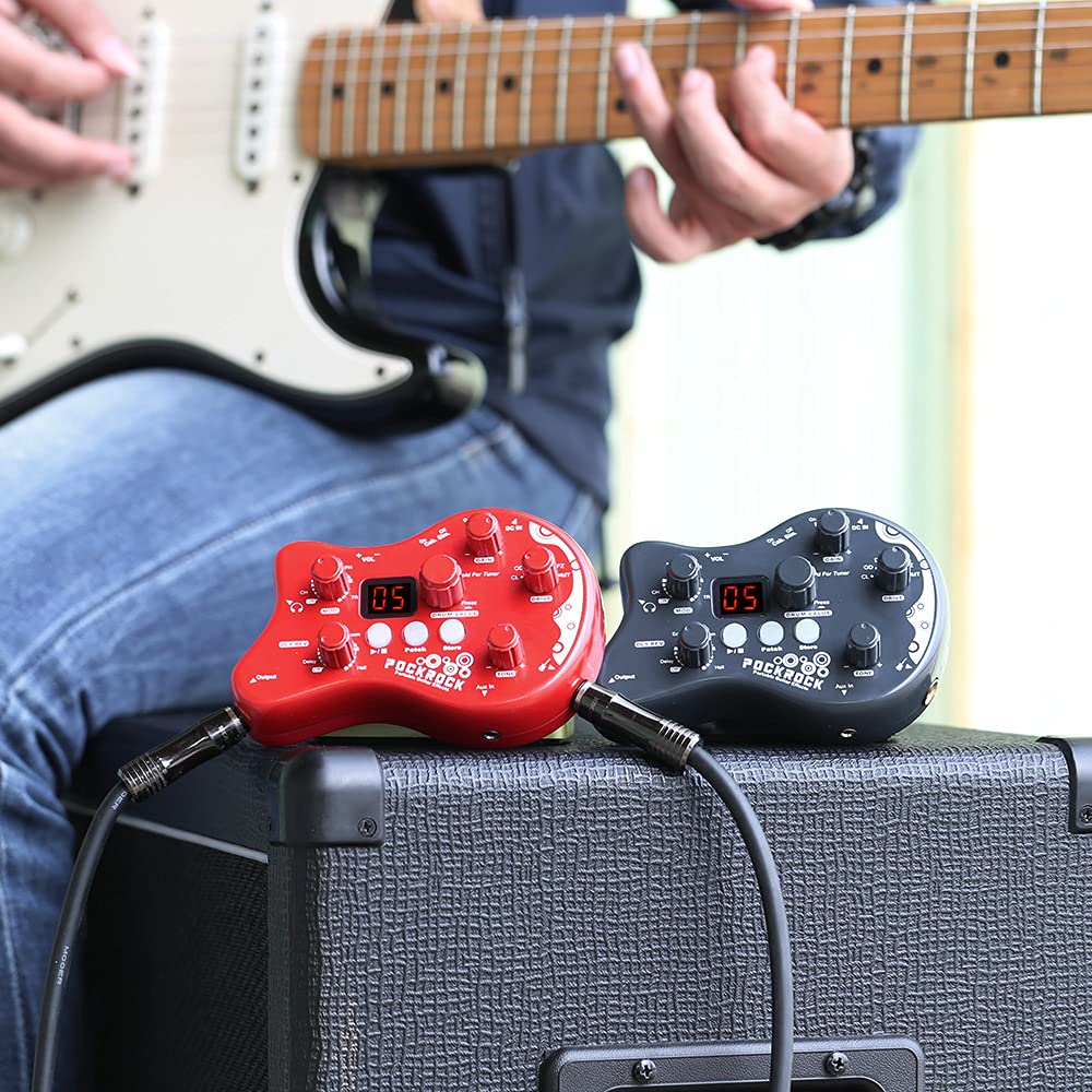 summina PockRock Guitar Pedal Portable Multi-effects Processor Effect Pedal 15 Effect Types 40 Drum Rhythms Tuning Function with