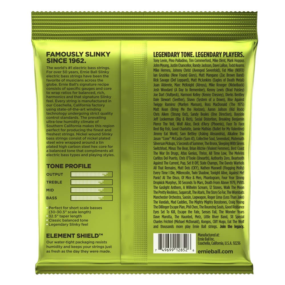 Ernie Ball Short Scale Regular Slinky Nickel Wound Bass Guitar Strings, 45-105 Gauge (P02852)