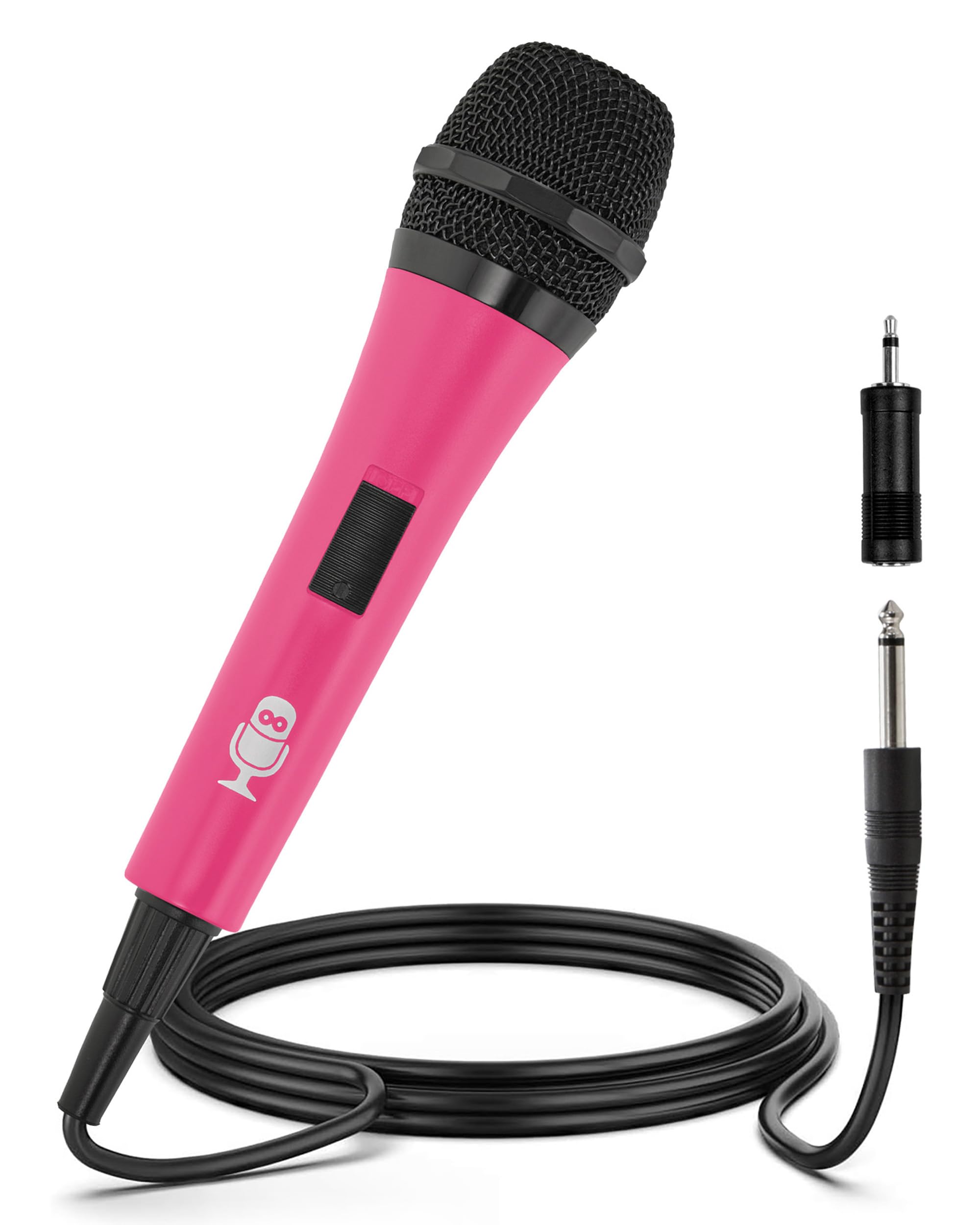 Singing Machine Wired Microphone for Karaoke, (Pink) - Unidirectional Dynamic Vocal Microphone - Plug-In Microphone for Karaoke 