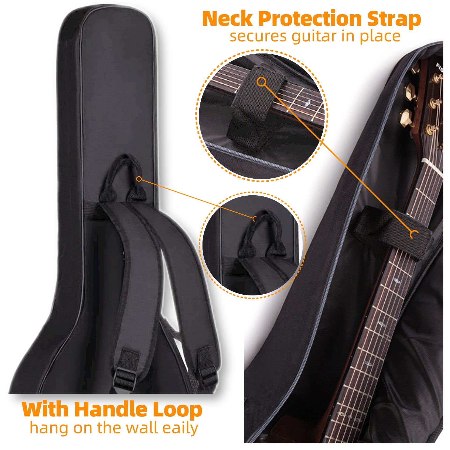 GIGKOUKI 39 inch Electric Guitar Bag Gig Bag 0.4Inch 10mm Padding Backpack Padded Soft Guitar Case Black with Back Hanger Loop a
