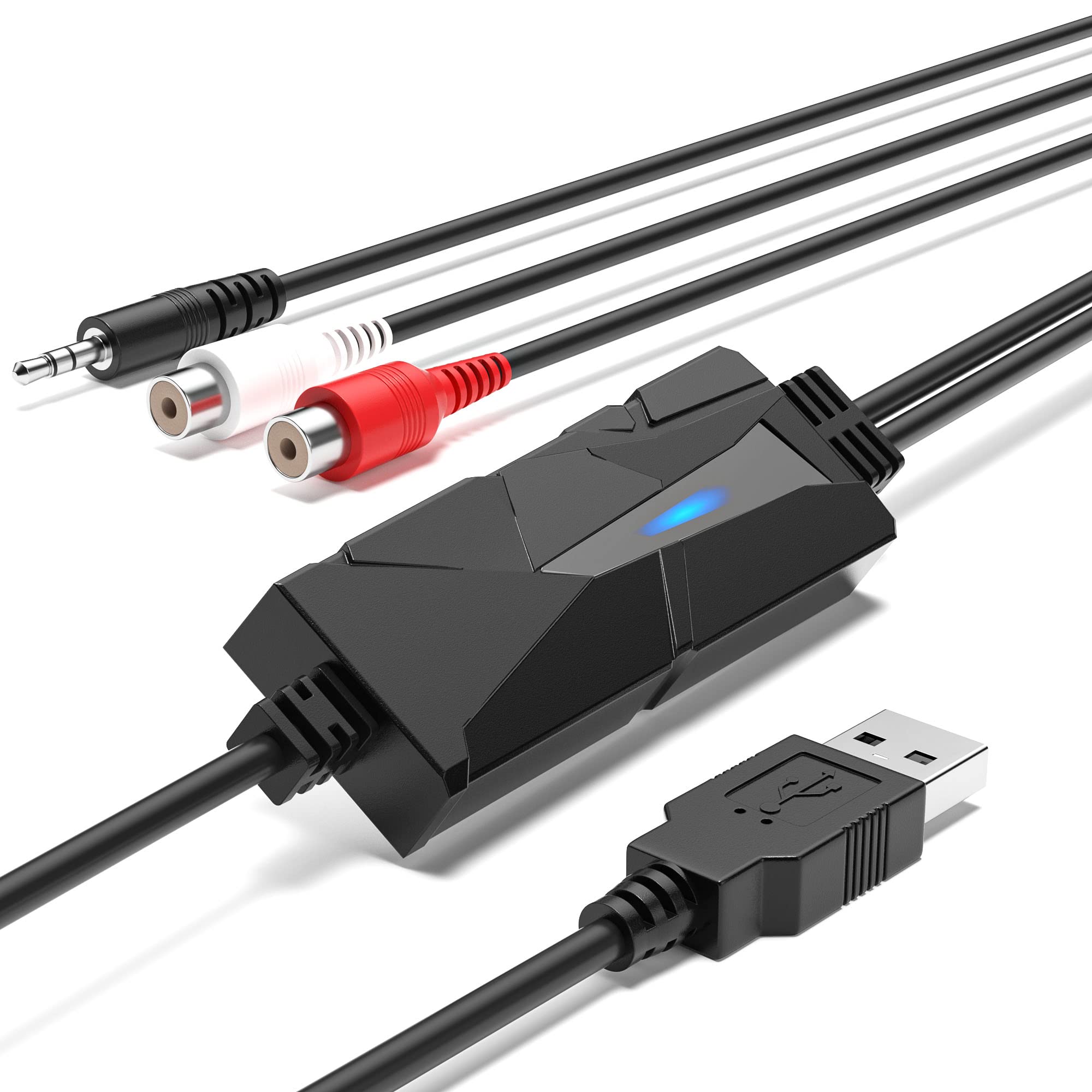 DigitalLife USB 2.0 Audio Capture Card Grabber - Dual RCA / 3.5mm Input Option, Audio Capture Device for Music Enthusiasts, Cont