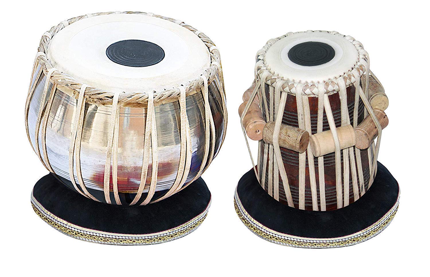 Traditional Tabla Drum Set, Brass Bayan With Wooden Dayan, Indian Classical Percussion Instrument