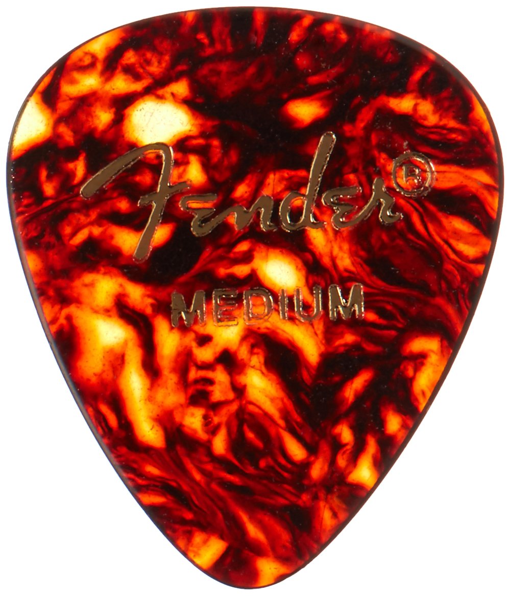 Fender Classic Celluloid Guitar Picks 451 Shape, Tortoise Shell, Medium, 12-Pack