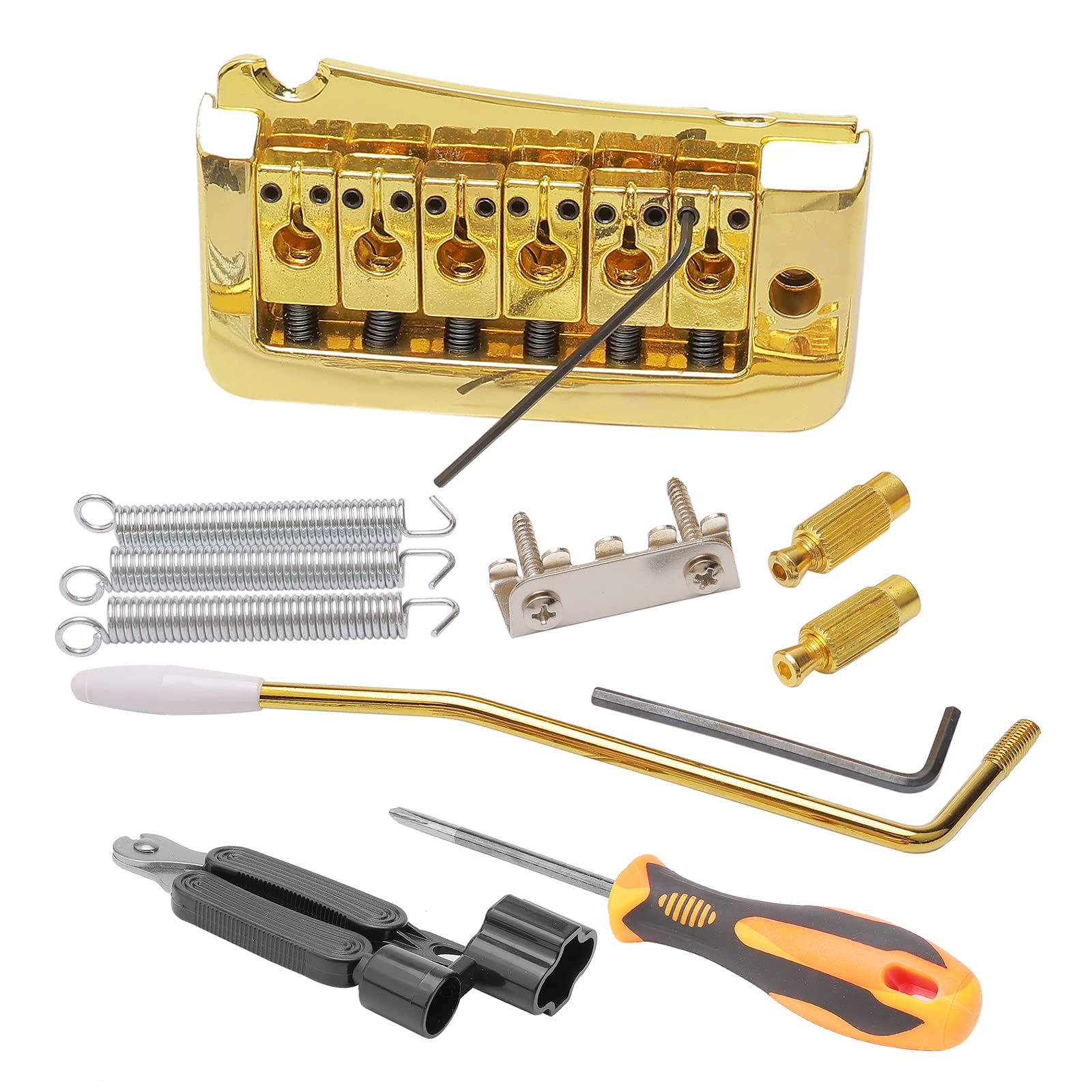 Unxuey 52Mm Guitar Stratocaster Tremolo Bridge 6 String Individual Saddle For Sq Fender Strat Style Electric Guitar(Gold)