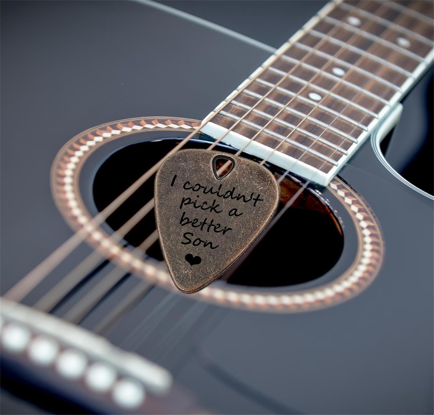 JUPPE Birthday Gifts For Son, Bronze Metal I Couldn't Pick A Better Son Guitar Pick and Bass Pick With Leather Case Music Gifts
