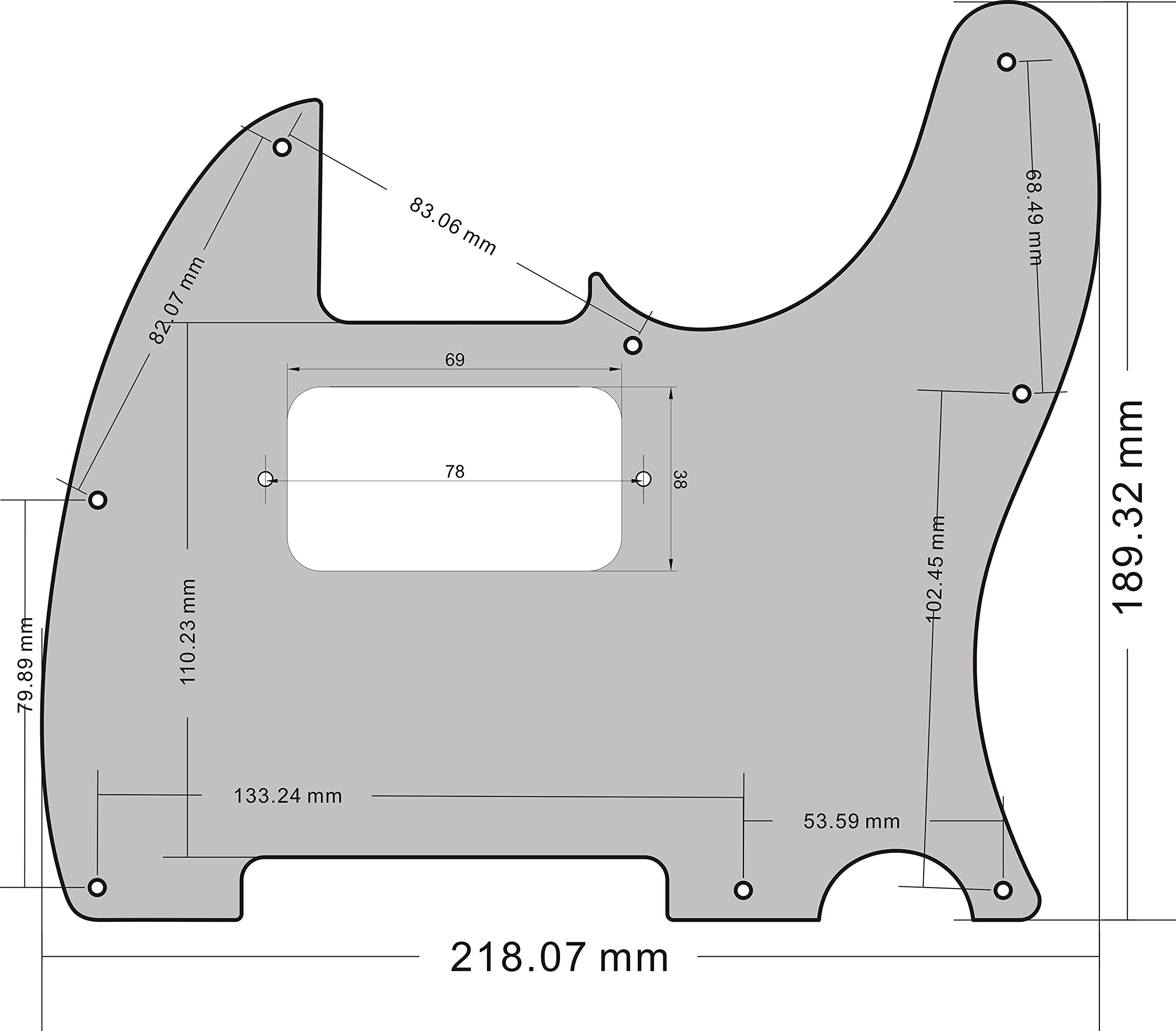 BexGears 8 Hole Electric Guitar Humbucker Pickguard for TL style Guitar Parts (3Ply Black)