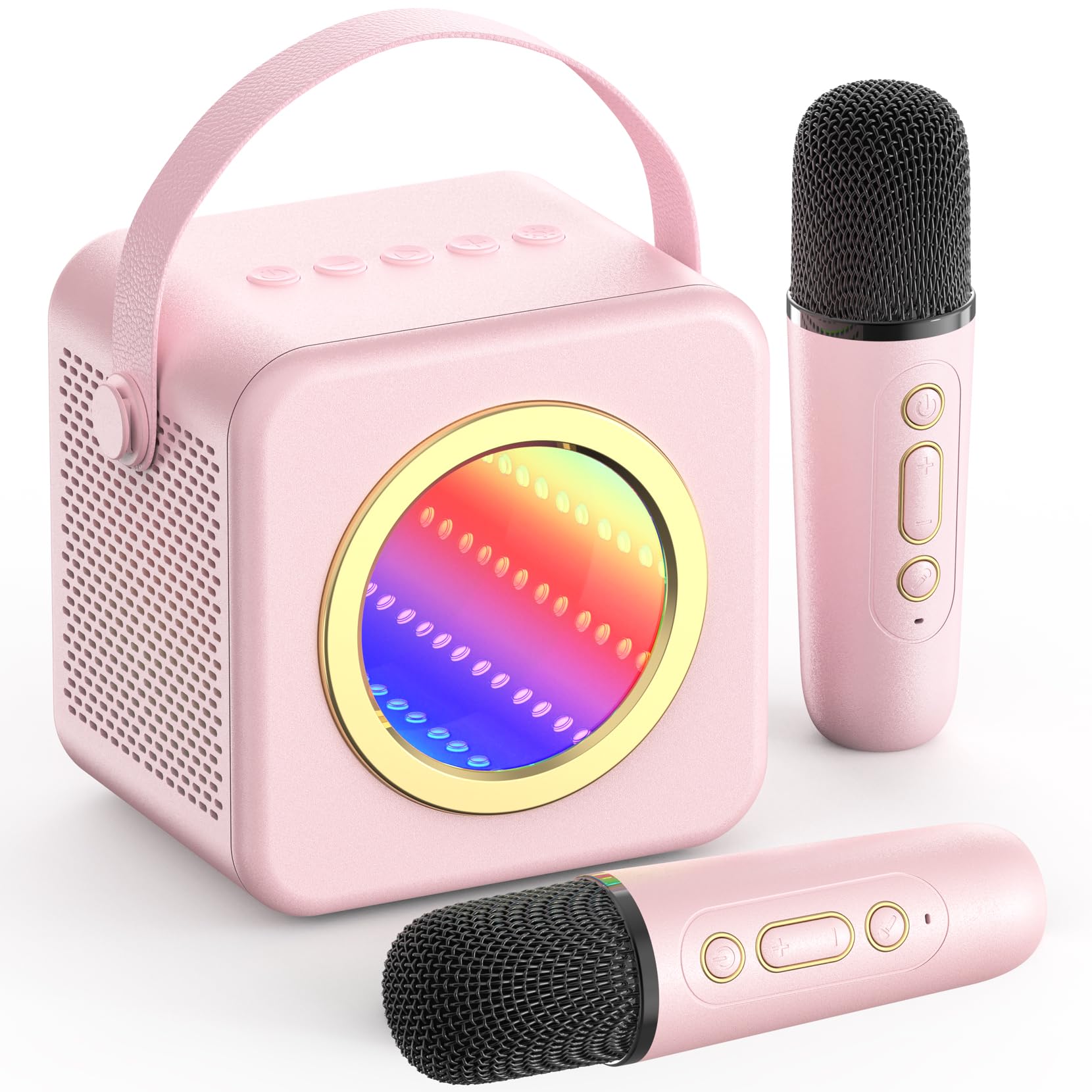 Xwit Karaoke Machine Gifts For Kids Adults: Mini Karaoke Speaker Machine With Wireless Microphones Colorful Led Light Christmas