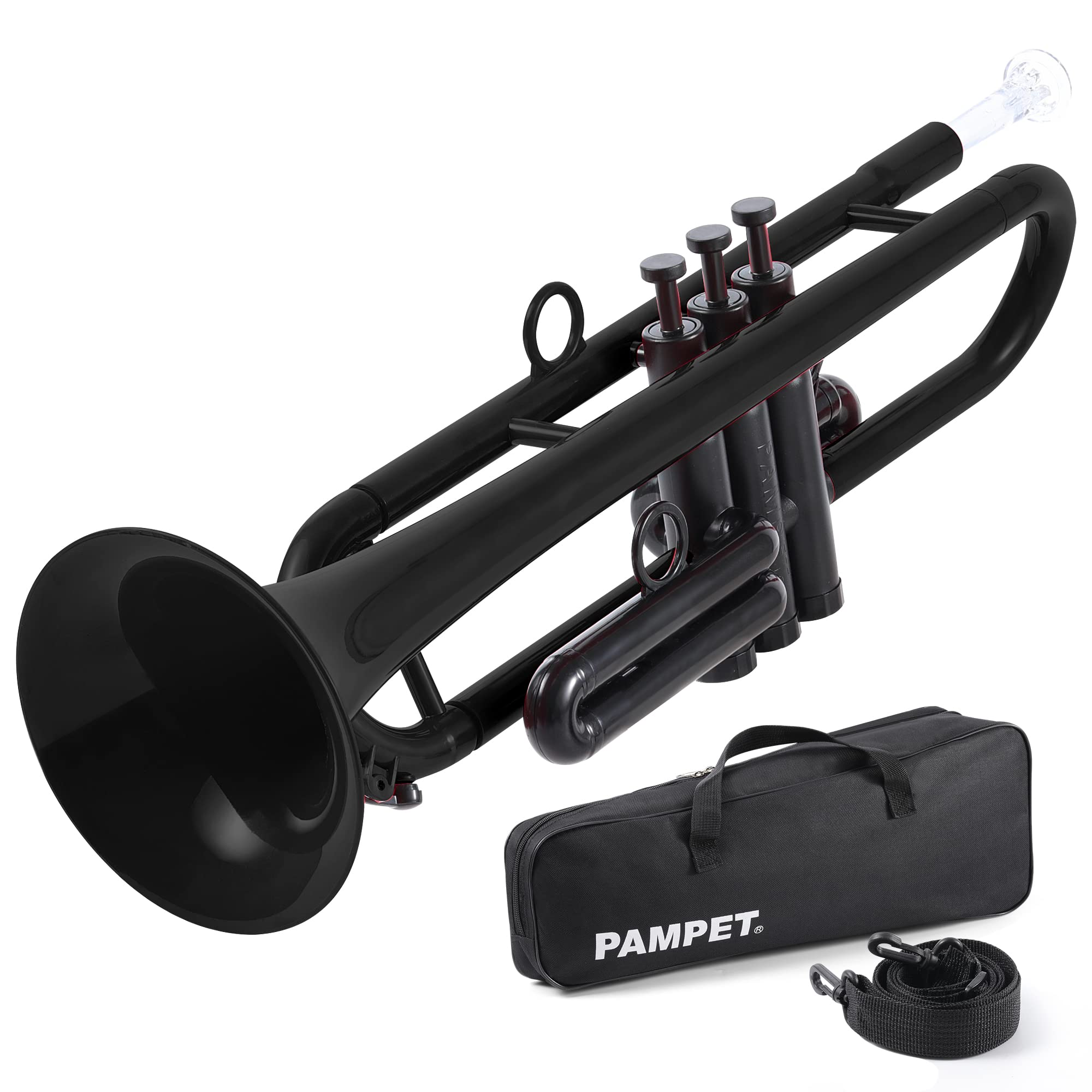 PAMPET Professional Plastic Bb Trumpet Standard Trumpet Set for Student Beginner With 7C Mouthpiece and 3C Mouthpiece, Bb Trumpe