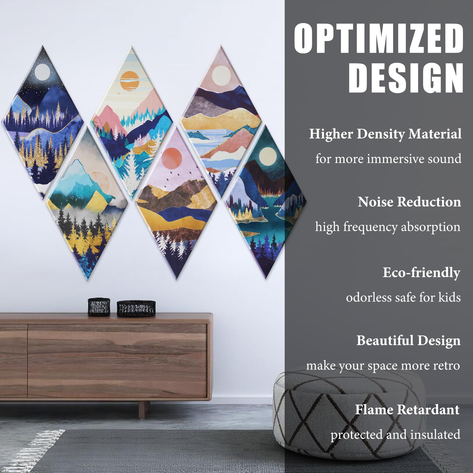 Tutmyrea 6 Pack Art Acoustic Panels Soundproof Wall Panels with Self-Adhesive, 20 x 12 inches Sound Absorbing Panels Natural Sce