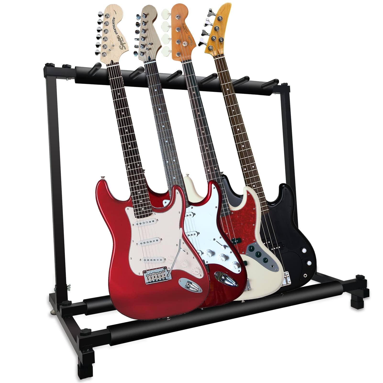 GeeWin 5 Guitar Rack, Folding Multiguitar Stand - Acoustic, Electric, Bass Display (5 Holder)
