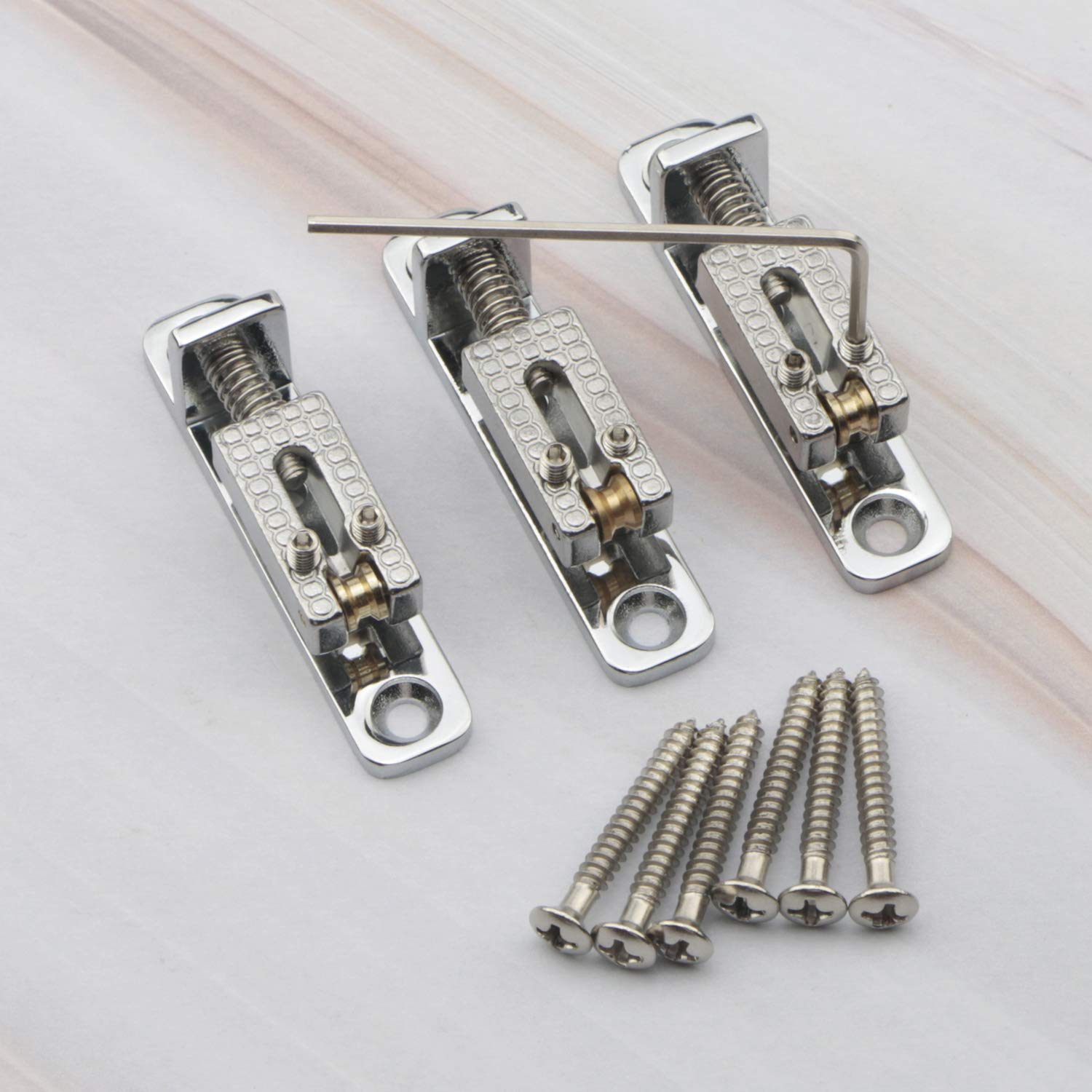 Swhmc Separate Roller Bridge Saddles for Cigar Box Guitar 3PCS Roller Saddles Bridge Set