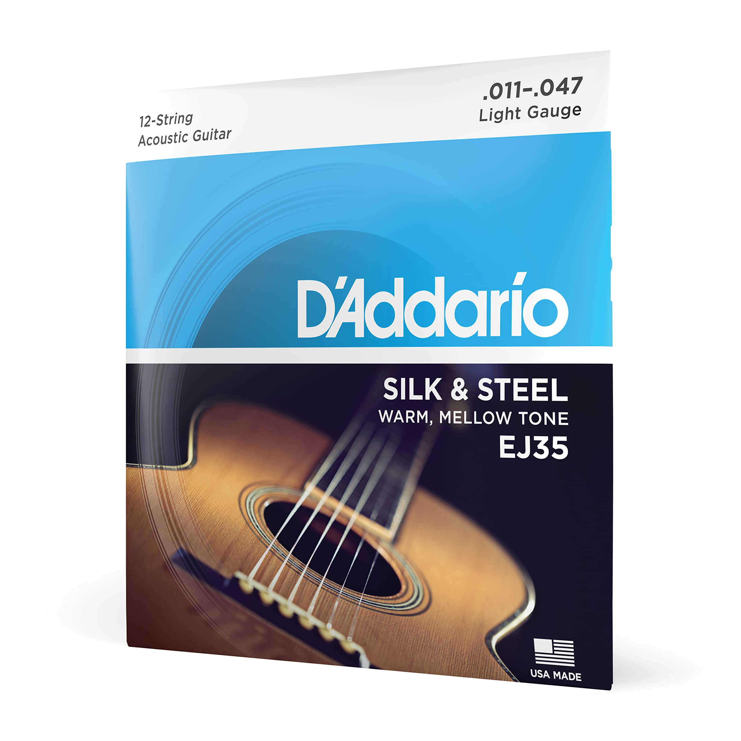 Daddario Silk & Steel Acoustic Guitar Strings - Ej35-12 String - Warm, Mellow Tone - Light, 11-47
