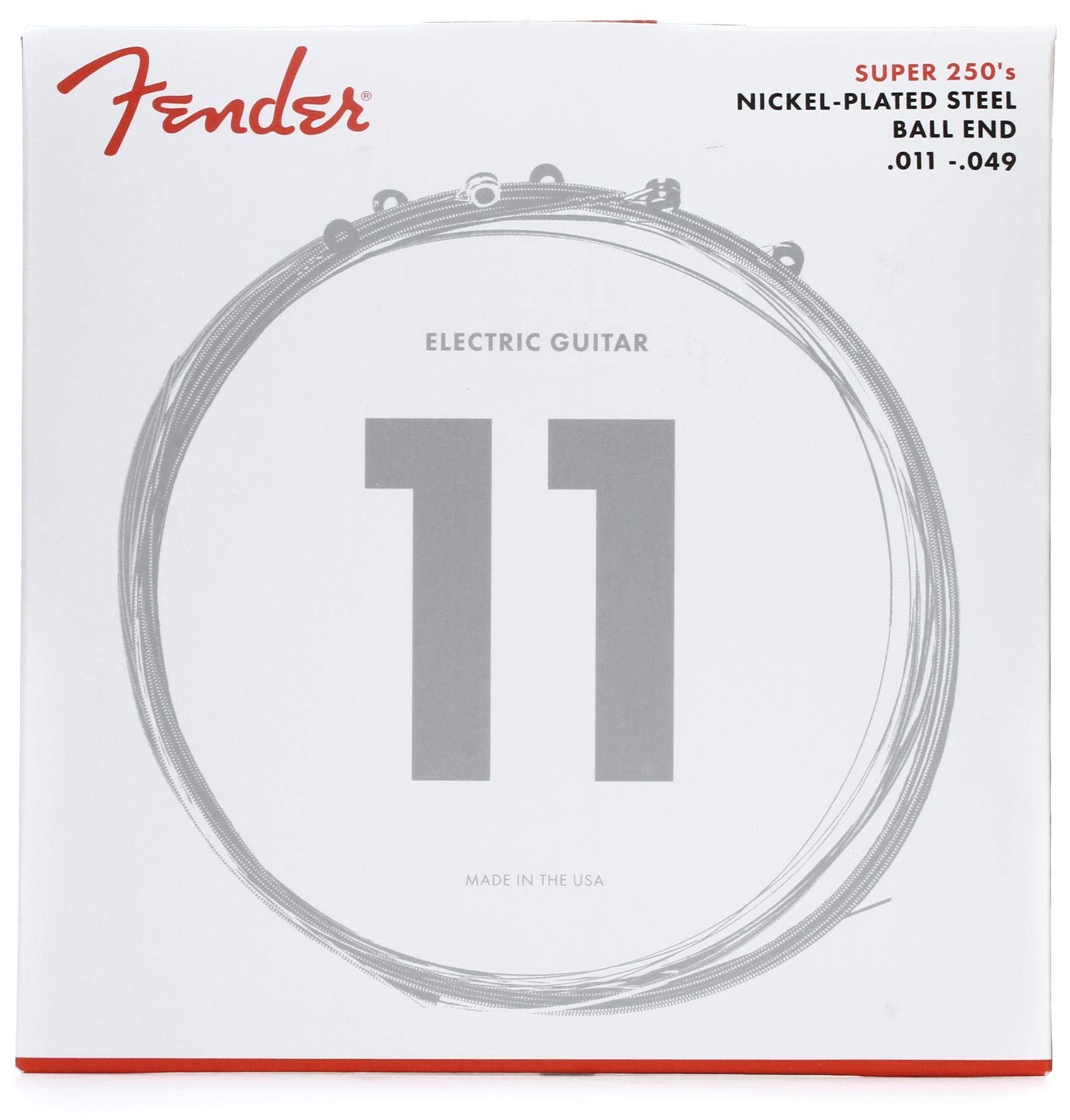 Fender Super 250 Electric Guitar Strings, Nickel Plated Steel, Ball End, 250M .011-.049