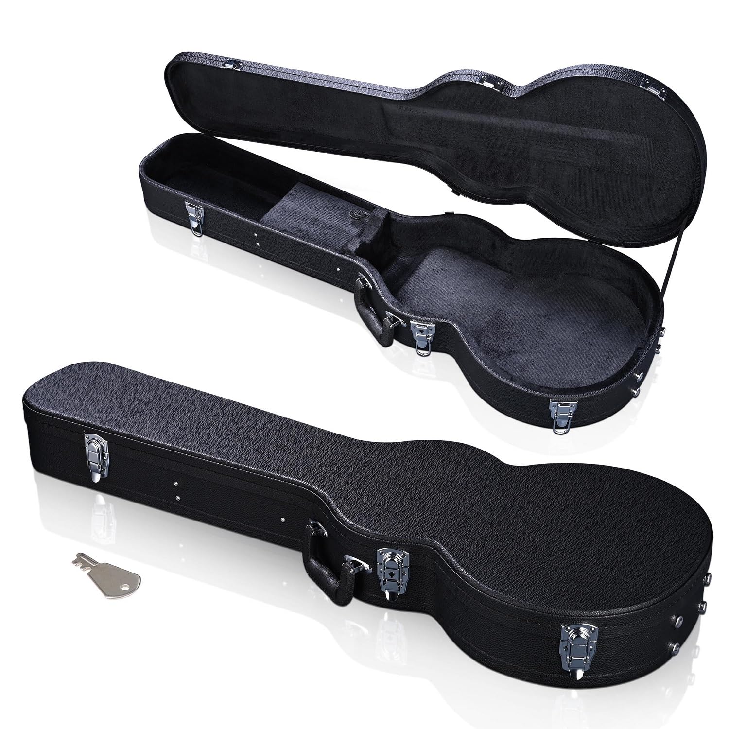 HeyJiaYu Electric Les Paul Guitar Hard Shell Carrying Case, Electric Les Paul Guitar Wooden Hard Shell Lockable with Key, Black 