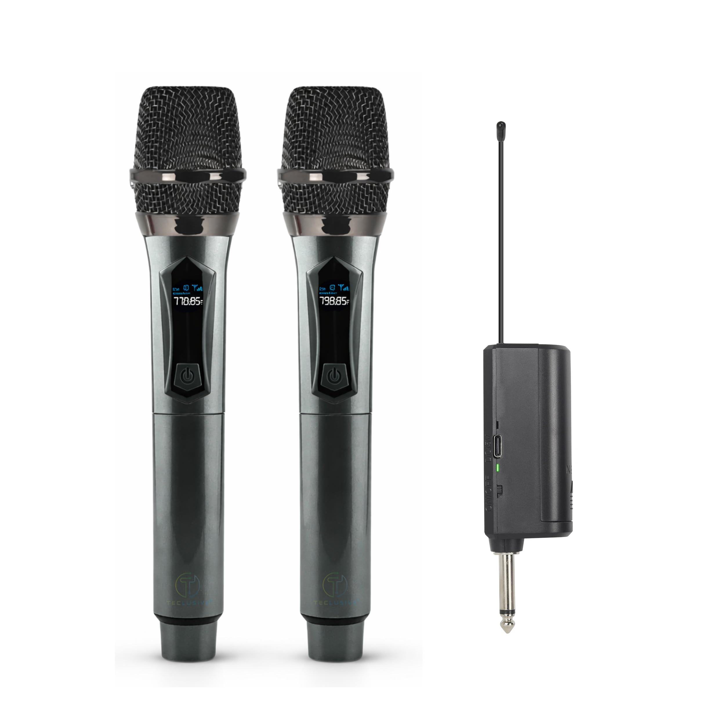 T Teclusive Wireless Microphone Professional For Speaker 6.35Mm Amplifier Outdoor Karaoke Singing | Noise Cancellation | Dual Re