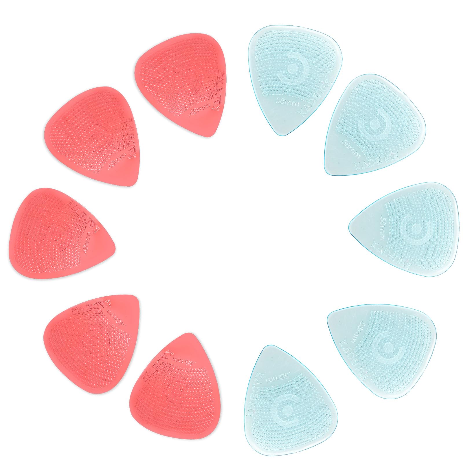 Kadence 10 Guitar Picks with Hostile Grip - Anti slip, Stronger 0.58mm- 5pc and 0.48mm - 5pc Guitar Plectrums (Stop Dropping you