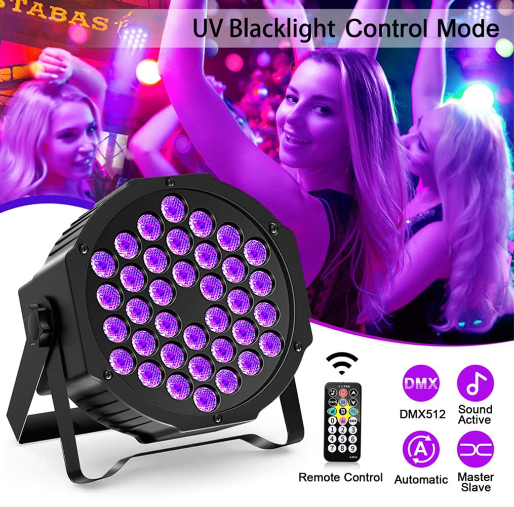Black Lights UKing 72W UV LED Blacklight Uplights Par Lights Stage Lights by DMX and Remote Control for Disco Stage Lighting We