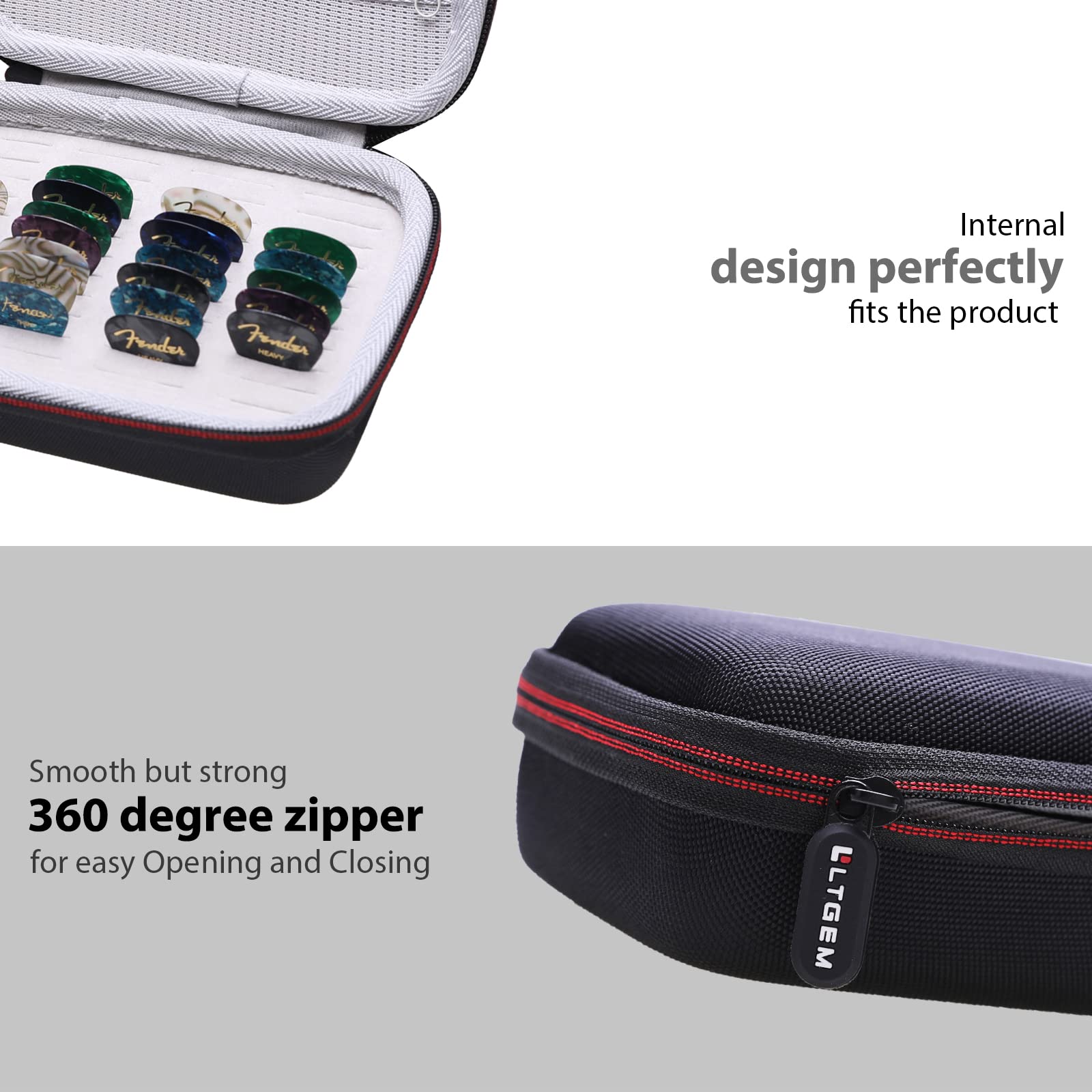 LTGEM EVA Hard Case for Guitar Pick Holder , Waterproof & Shock-absorbent Design - Travel Protective Carrying Storage Bag