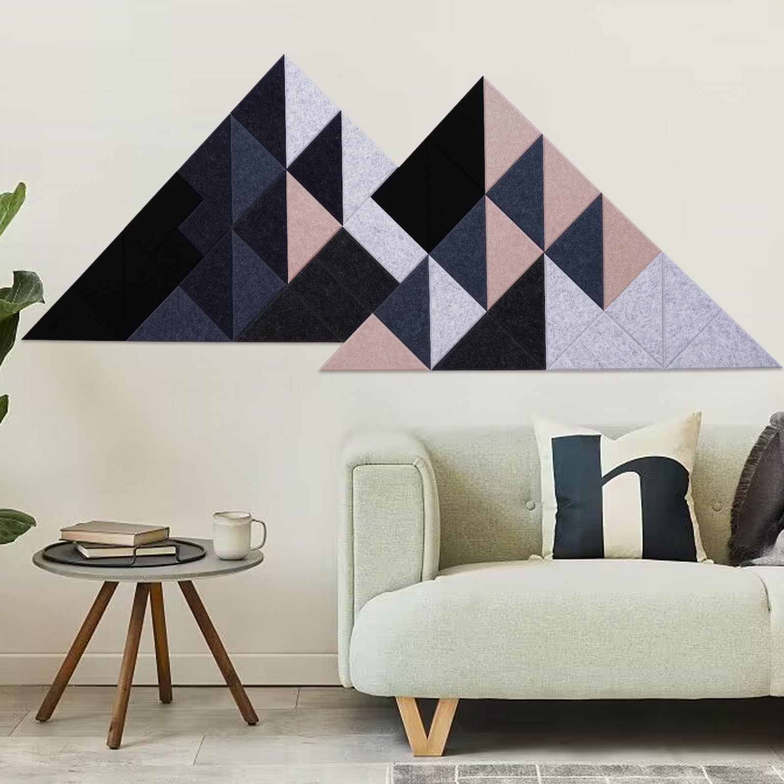 Tutmyrea 41 Pack Self-Adhesive Triangular Acoustic Panels, 88''X35'' Sound Absorbing Panels, Soundproof Wall Panels, Wall Decora