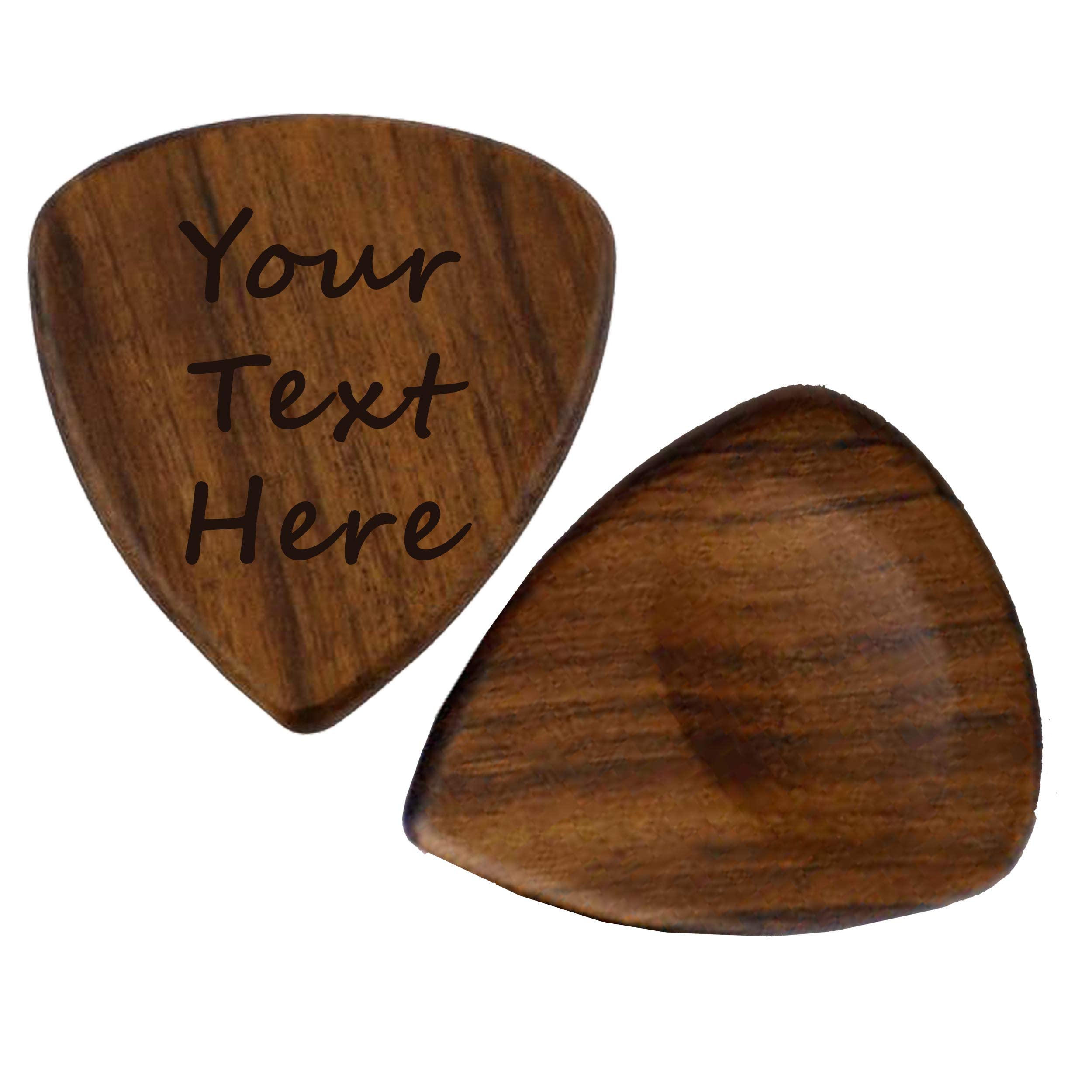 Custom Personalized Wood Guitar Pick Customized With Any Message Or Text (Walnut)