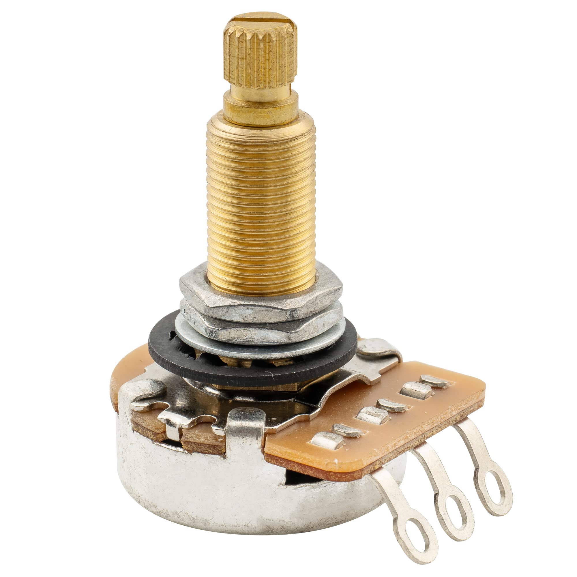 Musiclily Pro Hd A500K Full Brass Metric Coarse 18-Spline Split Long Shaft Pot Audio Taper Potentiometer For Electric Guitar Bas