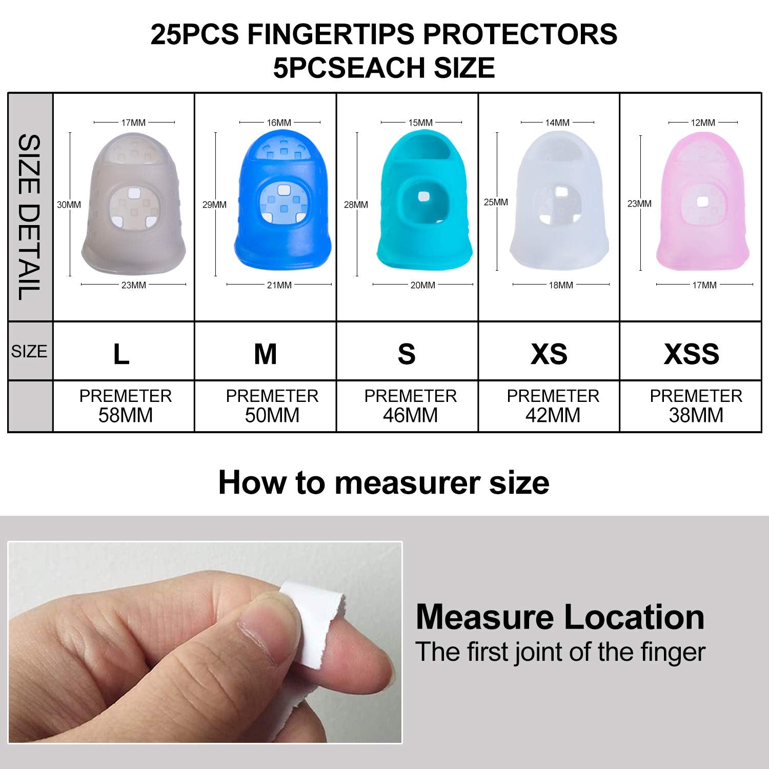 35Pcs Silicone Guitar Finger Protector, Guards Fingertip Protectors Fingertip Protection Covers Caps for Stringed Instruments, S