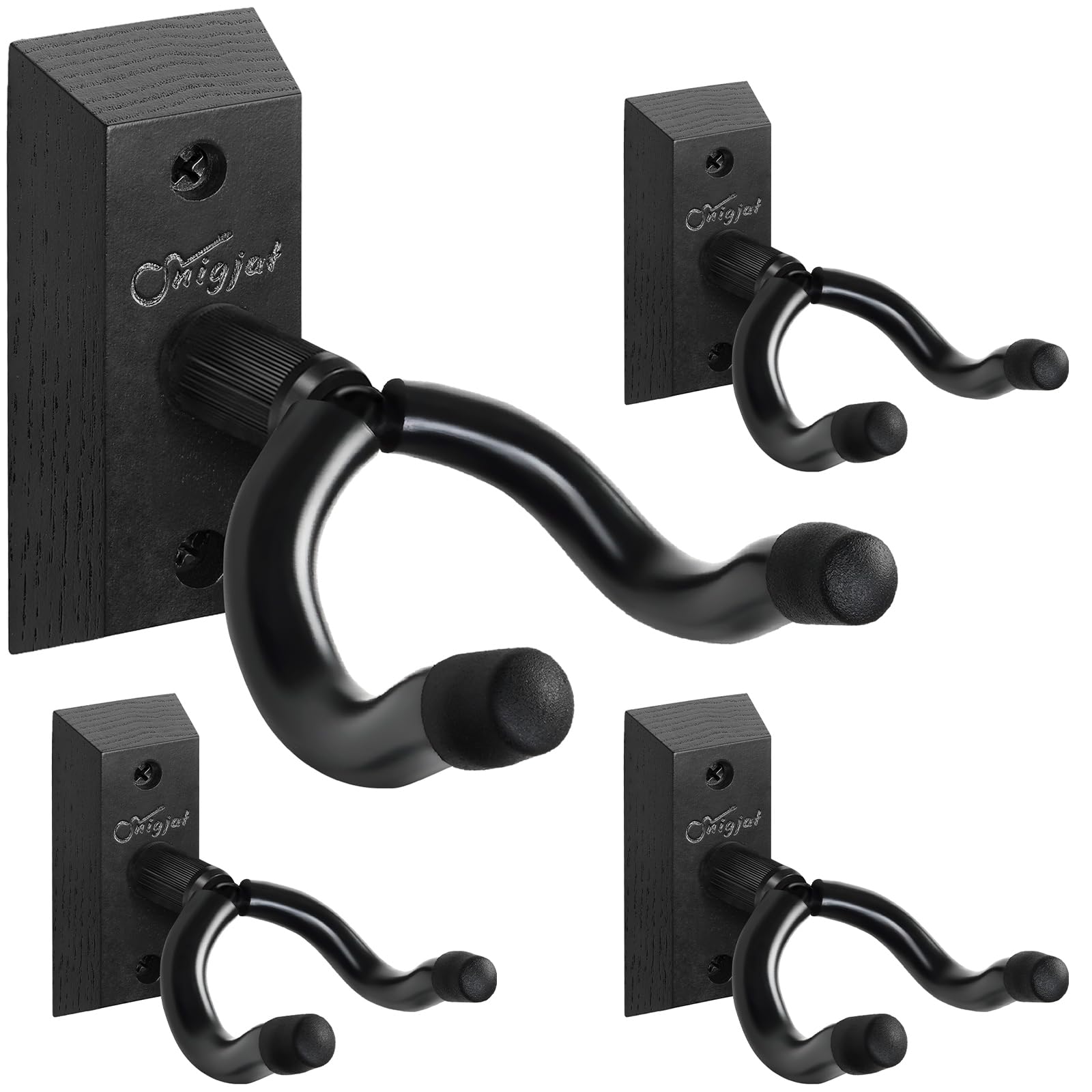 Snigjat Guitar Wall Mount, 4 Pack Guitar Wall Hanger, Guitar Hanger Wall Hook Holder Stand, Hardwood Guitar Wall Mount Hanger Fo