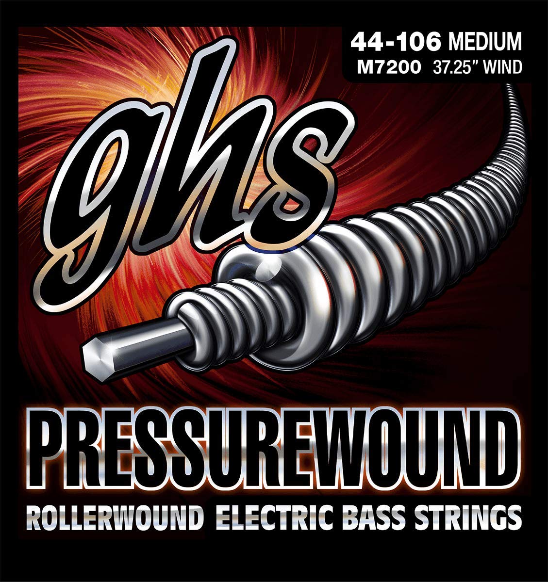 Ghs Strings Pressurewound Bass Guitar Strings (M7200), Medium, 44-106