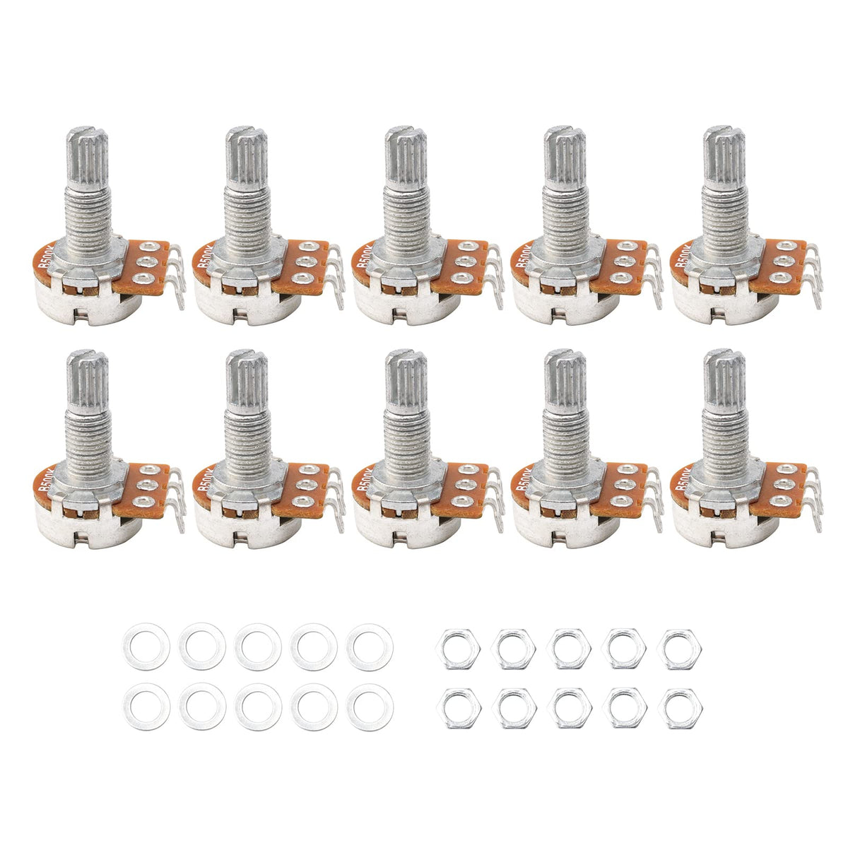 Guitar Potentiometer Audio Pots B500K Ohm Replacement 16.5Mm Base Dia 18Mm Shaft Pack Of 10