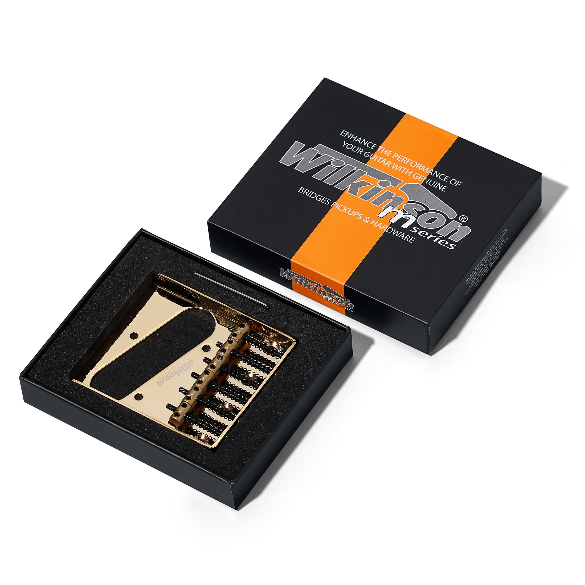 Wilkinson 2-1/8 inch(54mm) Telecaster Guitar Bridge Tele Brass 6 saddles Fixed Bridge for American TL Style Electric Guitar (WOT