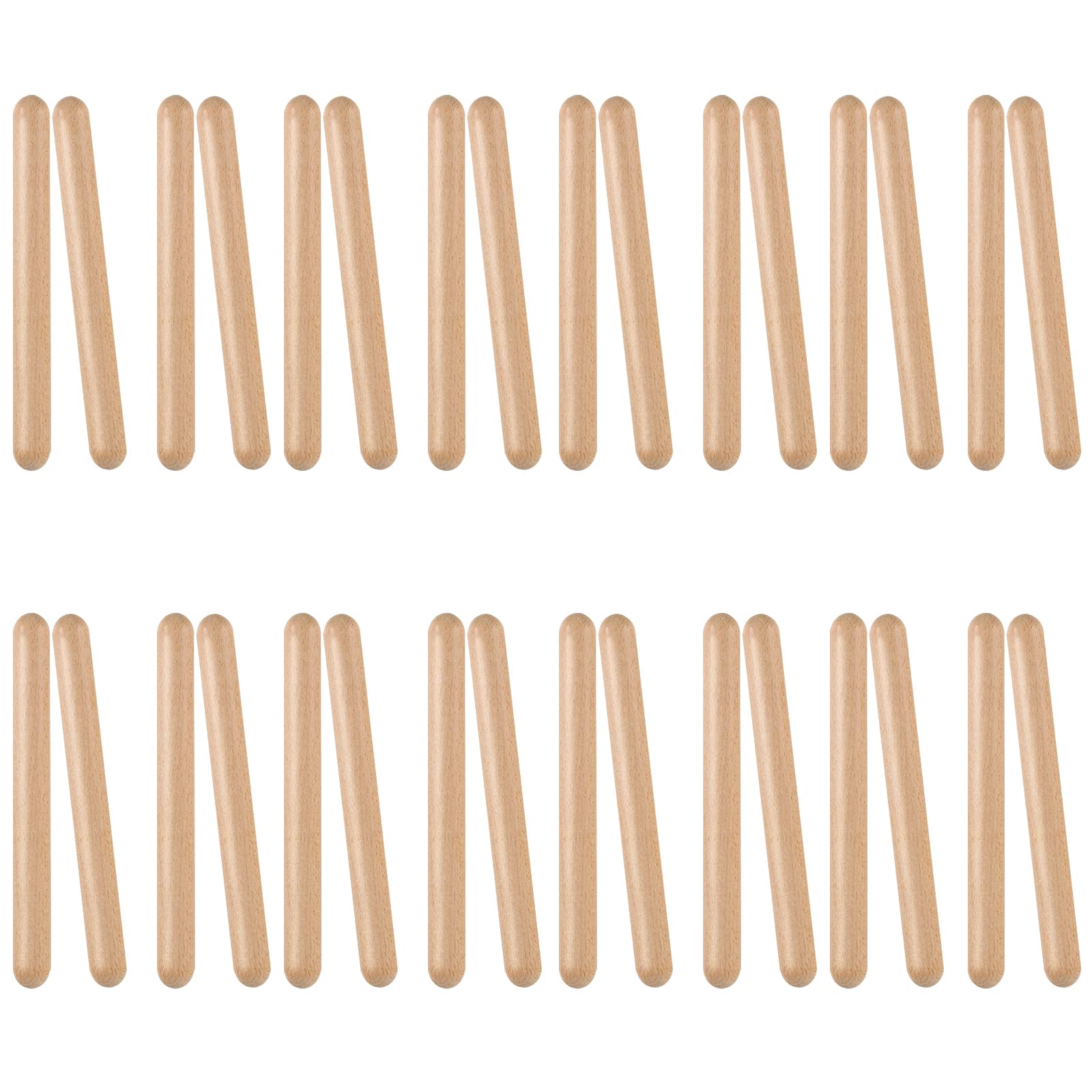 SINJEUN 16 Pair (32 Pack) Wooden Rhythm Sticks, 8 Inch Classical Wood Claves Musical Percussion Instrument, Natural Hardwood Mus