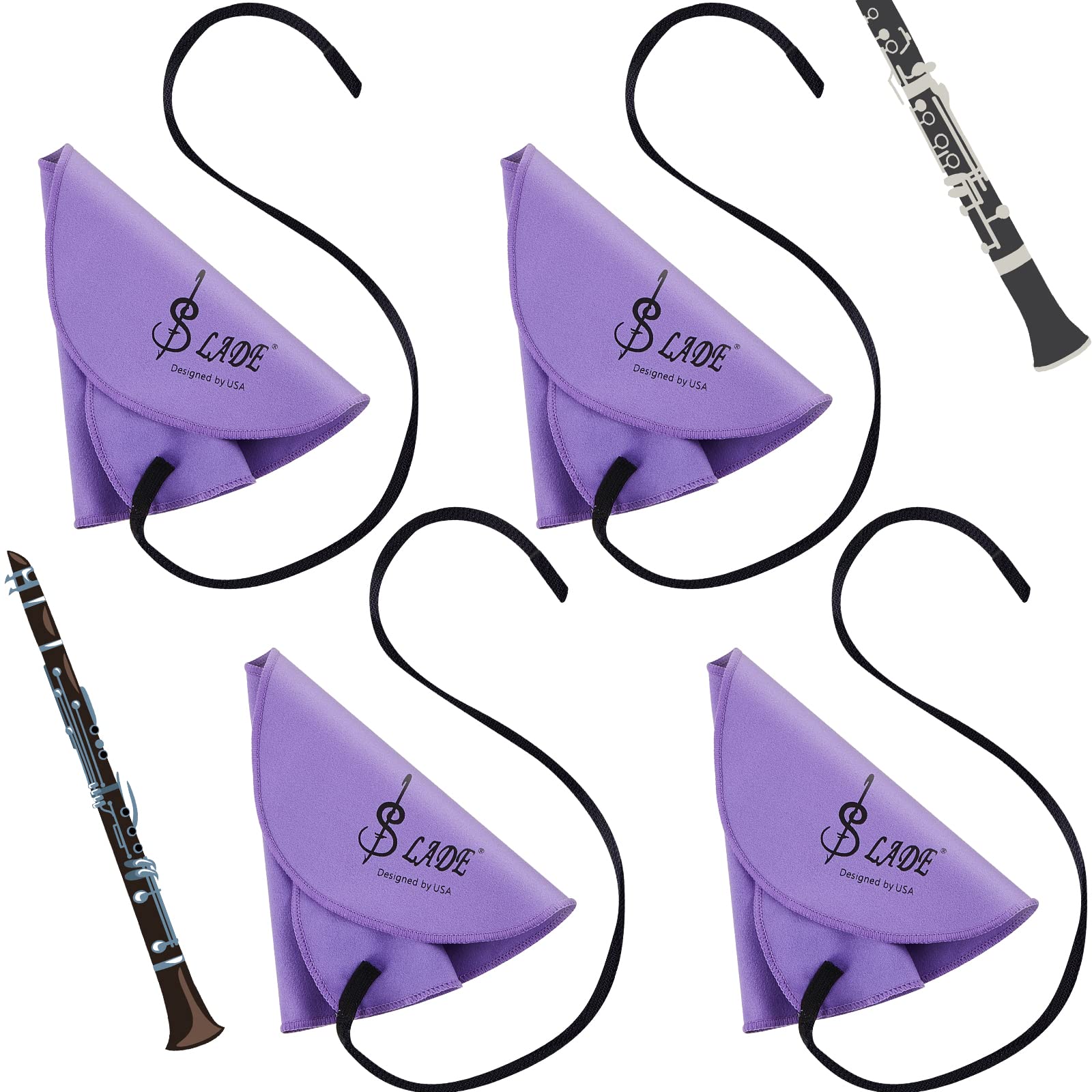 Yinder 8 Pcs Clarinet Swab Cloth Clarinet Cleaner Cleaning Cloth Swab for Inside Tube Suitable Piccolo Flute Sax Saxophone (Purp
