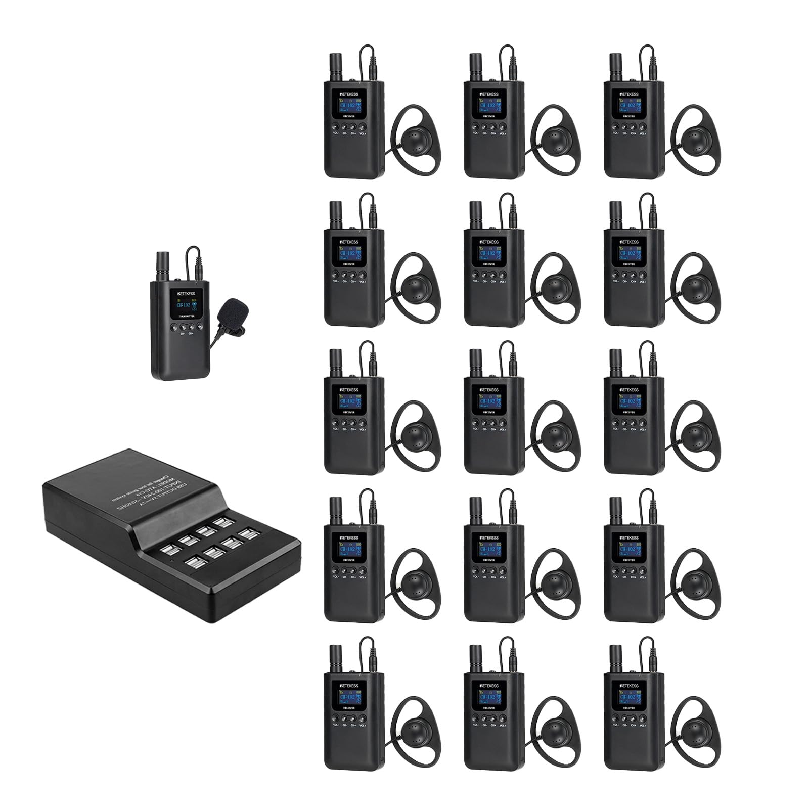 Retekess TT125 Tour Guide System Rechargeable, Tour Guide Microphone and Speaker,100 Hours Battery Life, 2.4GHz, Wireless Tour G