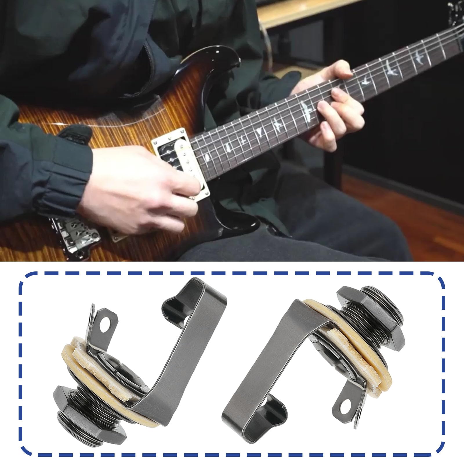 The Lord of the Tools 2Pcs Guitar Input Jack 6.5mm Jack Mono Panel Mount Receptacle 1/4 Inch Female Guitar Input Jack for Guitar