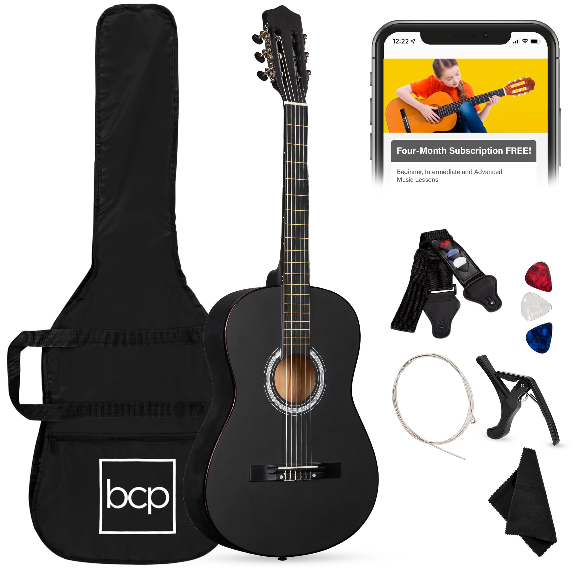 Best Choice Products 38In Beginner All Wood Acoustic Guitar Starter Kit W/Gig Bag, 6 Picks, Nylon Strings, Strap W/Pick Holder -