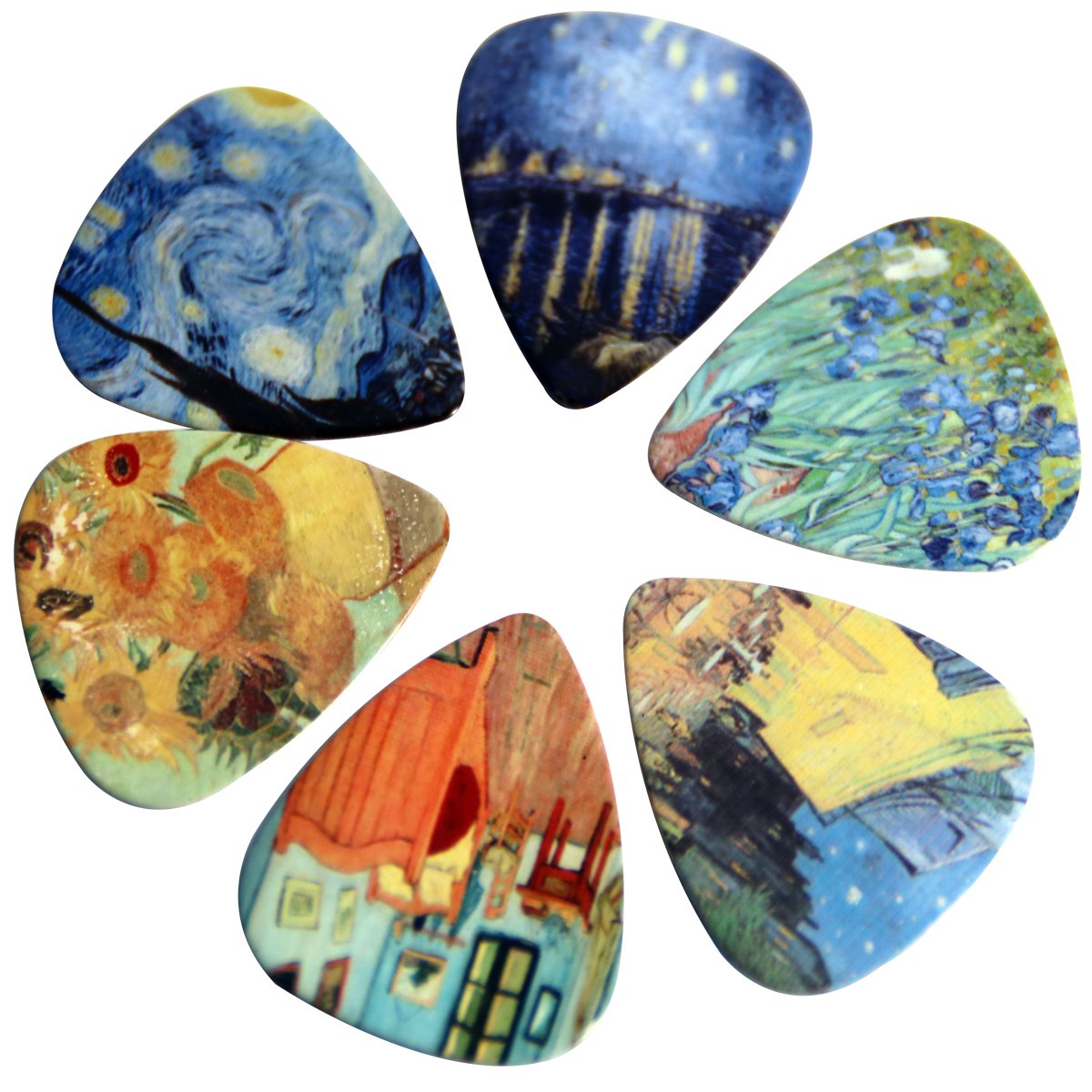Creanoso Vincent Van Gogh Guitar Picks - Celluloid Medium 12 Pack - Starry Night Sunflowers Cafe - Best Stocking Stuffer Gifts f