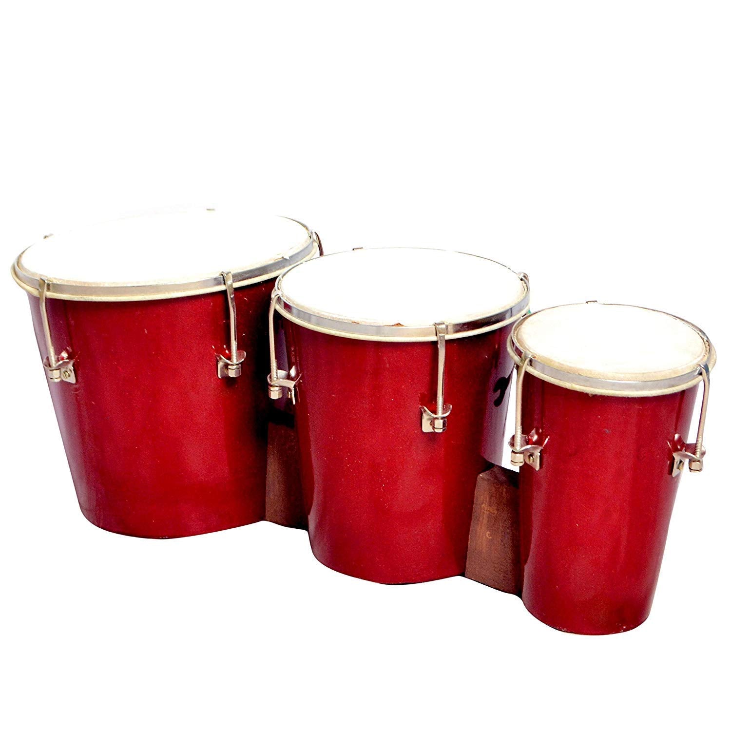 Wooden Triple Bongo Drum (Red)